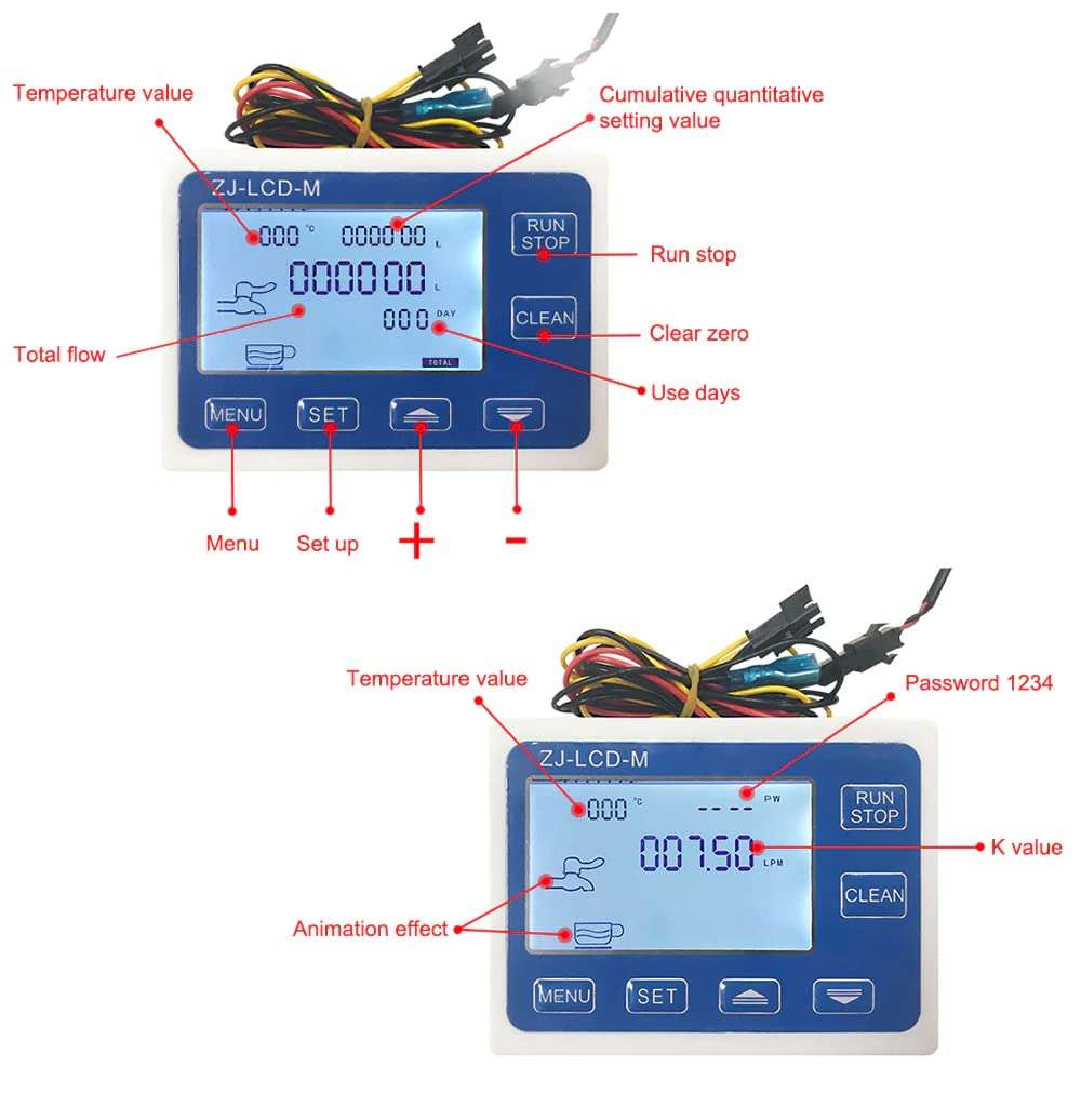 amiciSense Flow Meter, Digital Display Quantitative Controller with G1/2 Sensor, Stop Valve, Power Adapter for Water, Oil, etc. (For All Liquids) 3