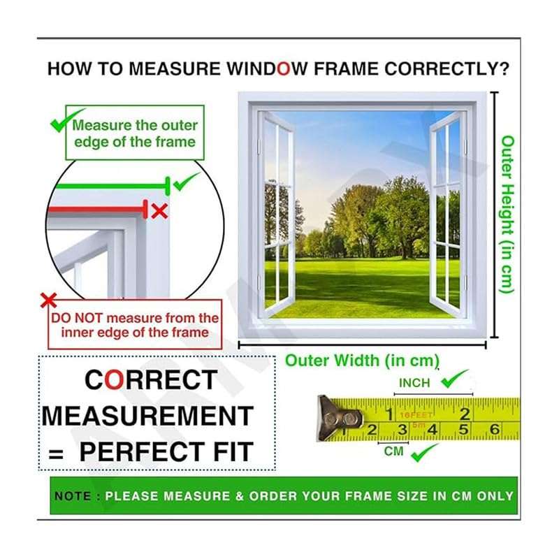 AutarkyFiberglass Window Mosquito Net (Size- 33 Inch x 53 Inch / 83.8cm x 134.6cm) 120GSM Pre-Stitched & Strong Self-Adhesive Hook Tape Color - Black 4