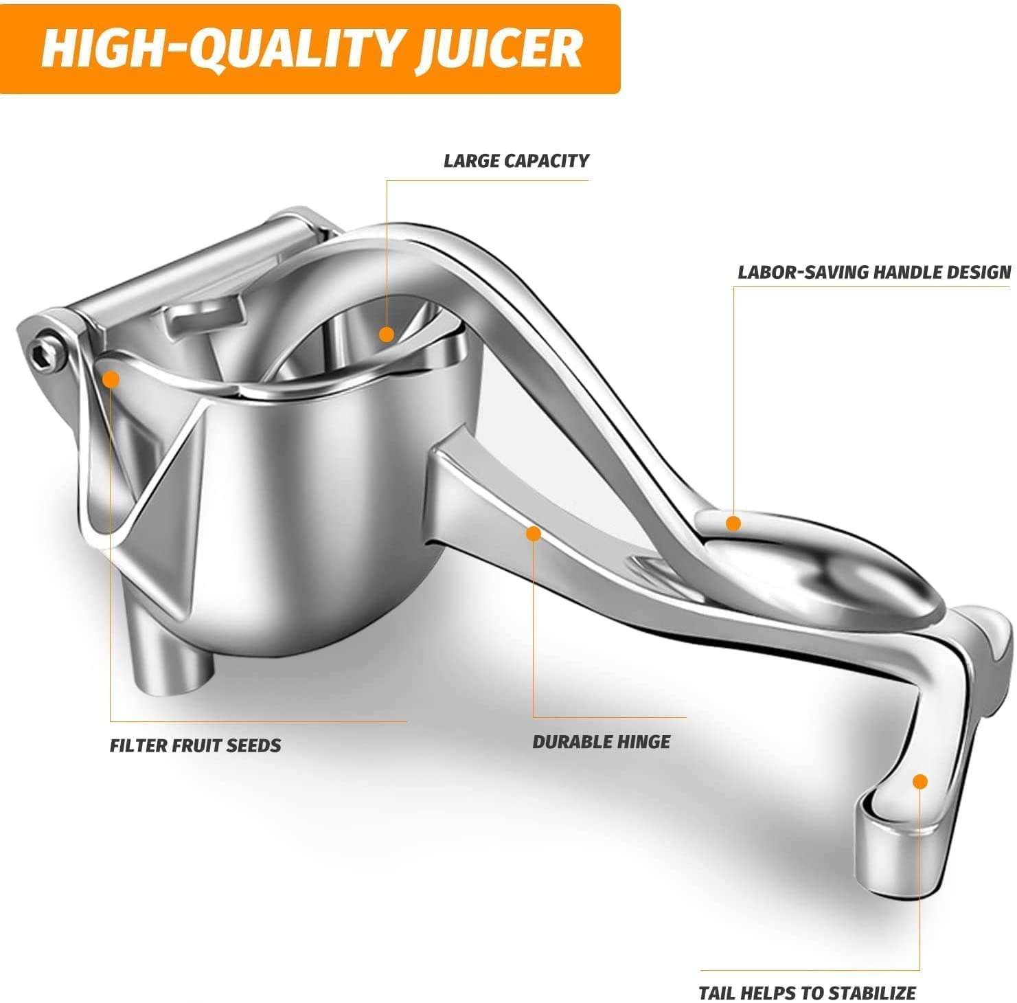 RABADIYA CREATION Aluminum Manual Fruit Juicer Orange Juicer Heavy Duty Hand Press Metal Lime Juicer Hand Juicer, juicer Instant, Orange Juicer, Aluminums Handle Juicer. 6