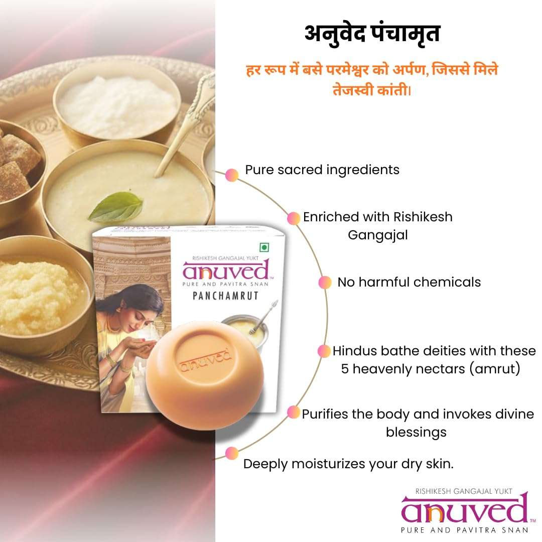 Anuved Family Combo (Pack of 9) Herbal Soaps 125g each Chandanam, Kewda, Utane, Kesar, Panchamrut, Ashtagandha, Aloe Vera, Haldi Chandan & Pahadi Gulab with Sacred Indian Herbs,Enriched with Gangajal 5