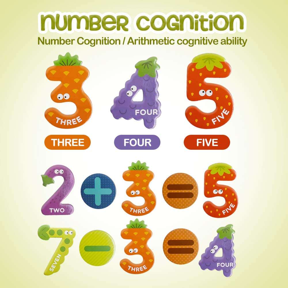 JCREN Jumbo Magnetic Fridge Magnets Stick Colorful Number Fruit Shape Math Learning Toy Set Preschool Recognition Counting Refrigerator for 3 4 5 Year Old Toddler Kids Boy Girl Gift 3