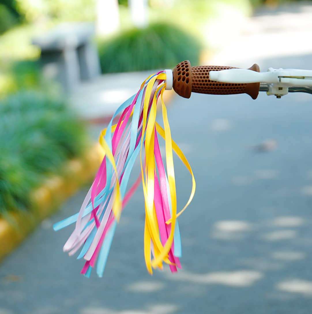 144 Pieces Bike Wheel Spokes Beads + 4 Pack Bike Handlebar Streamers, Bicycle Decoration Spoke Plastic Clip Round Decor Beads with 2 Pairs Colorful Bike Handgrip Streamers Tassel Ribbons for Girl Boy 5