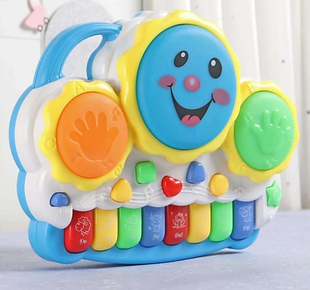 Ruhani Musical Drum Keyboard & Piano Drum Toys-Sounds and Songs, with Flashing Lights, Learning Instruments Toy for Kids(Multi Colour 4