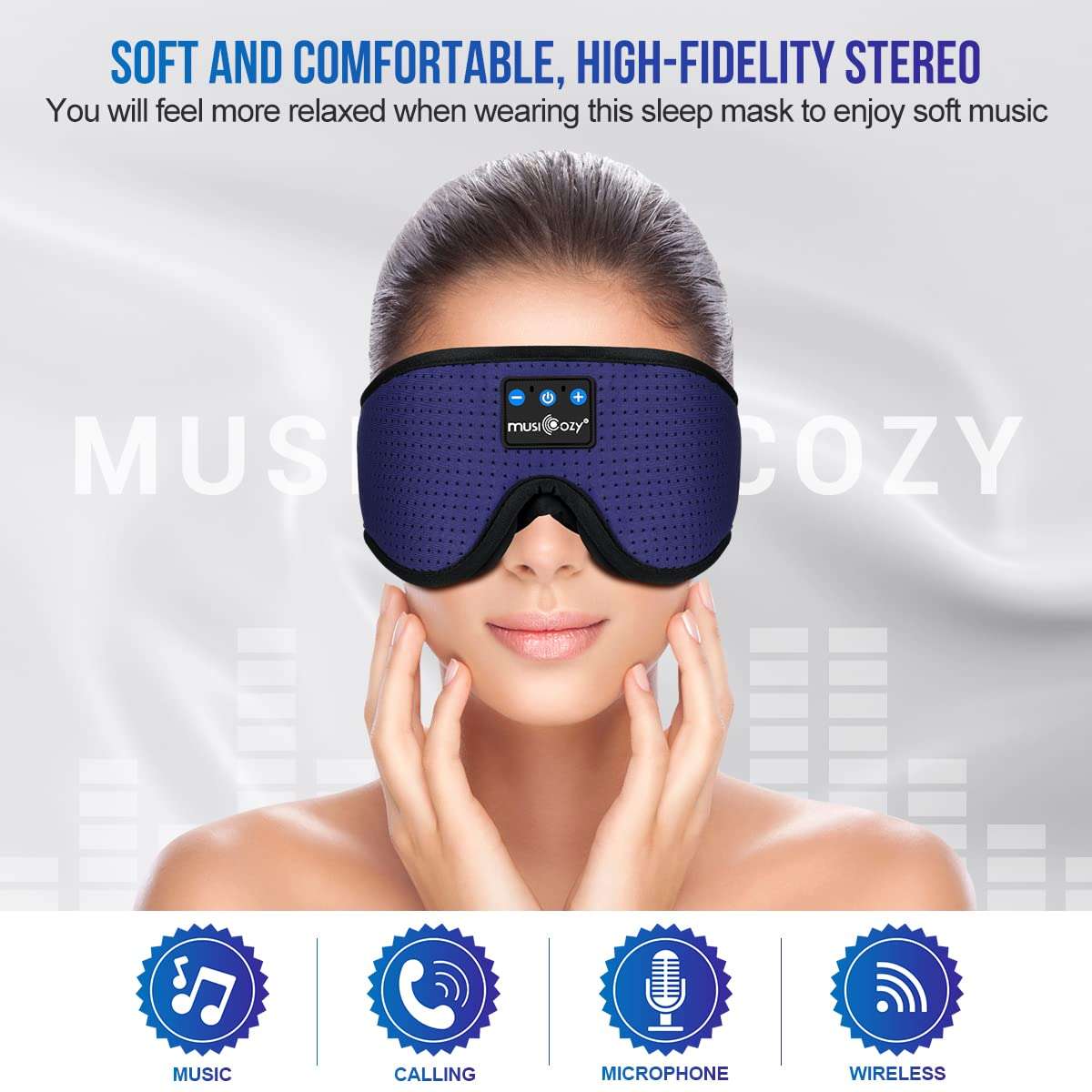 MUSICOZY Sleep Headphones Breathable Bluetooth Headband 3D Sleeping Headphones, Wireless Music Eye Mask Sleep Earbuds for Side Sleeper Women Men Office Air Travel Cool Tech Gadgets Unique Gifts 3