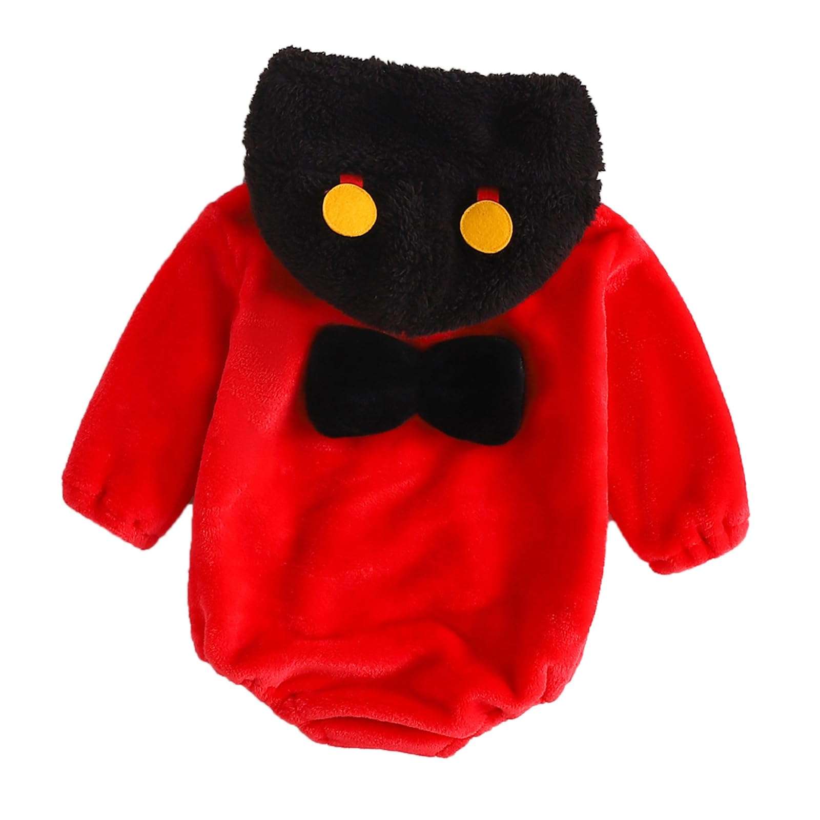 Licupiee Infant Boy Girl Halloween Animal Costume Newborn Baby Flannel Hooded Rompers Fall Winter Long Sleeve Fleece Bodysuit (Standard, 3-6 Months, Red Ladybug) 3