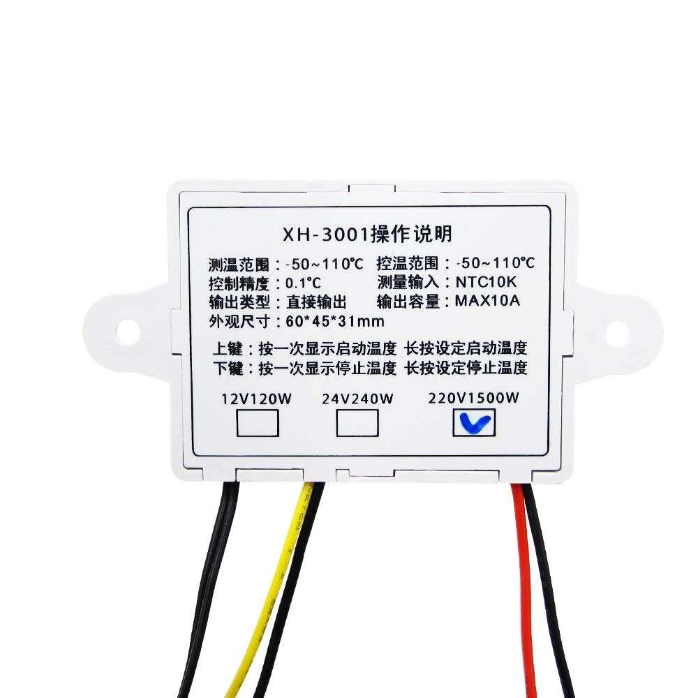 Zhongyu 5PCS 220V W3001 Digital LED Temperature Controller 10A Thermostat Control Switch Probe XH-W3001 2