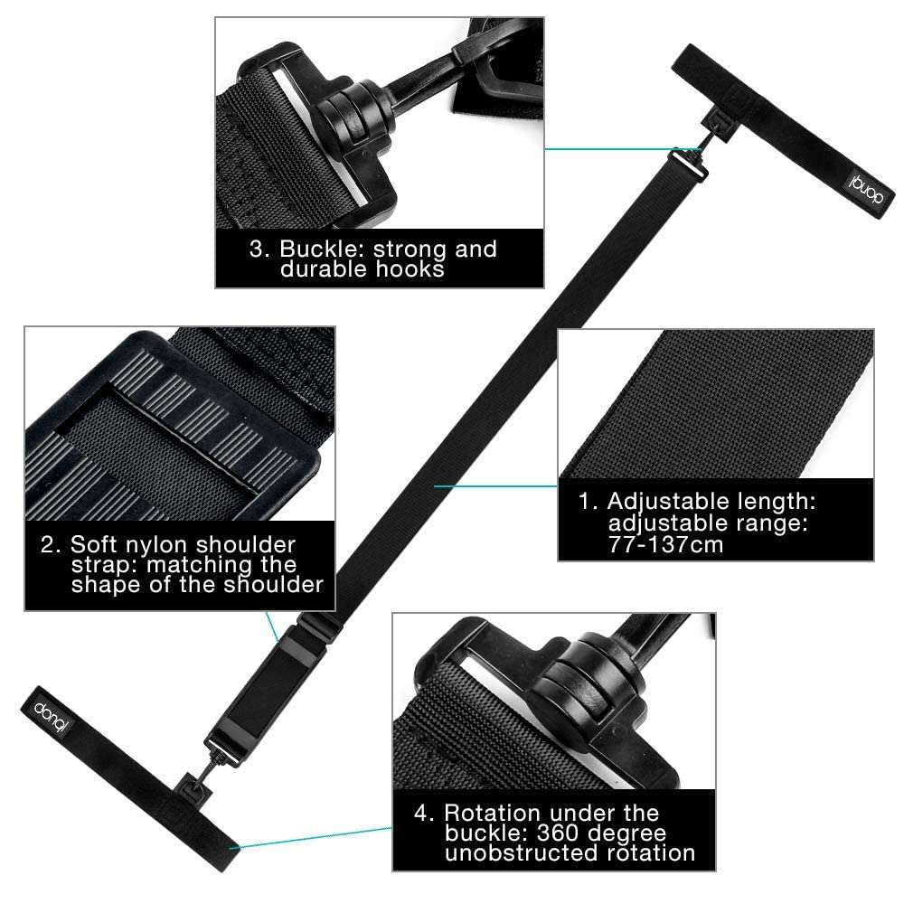 DONQL Fishing Rod Holder Belt, Durable Fishing Rod Carry Straps Adjustable Length 30-54 Inch Fishing Poles Holder Strap Rod Shoulder Belt Travel Tackle Carrier for Freshwater Saltwater, Black 5