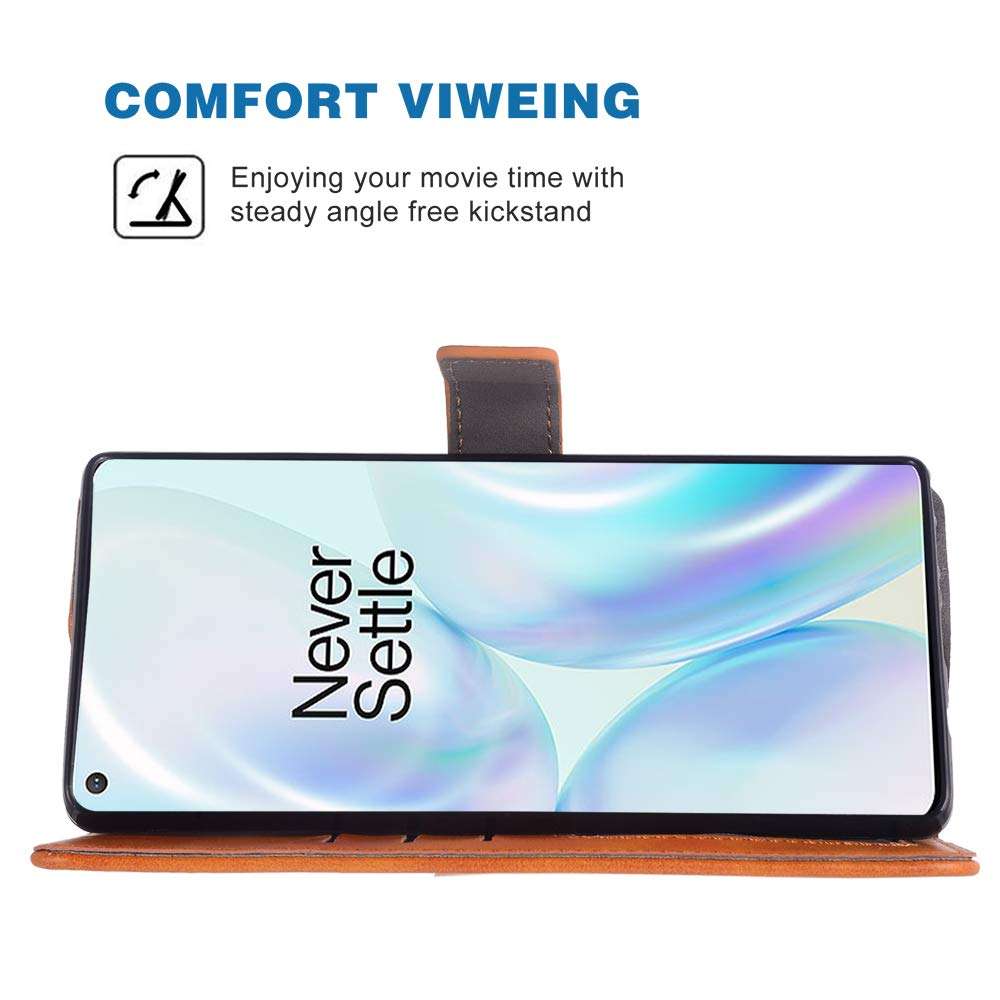 Phone Case for OnePlus 8 Pro One Plus 8Pro 5G Folio Flip Wallet PU Leather Credit Card Holder Slots Heavy Duty Full Body Protection Kickstand Phone Cover for On 1Plus 1 + Plus8 1+ Cases Brown 3