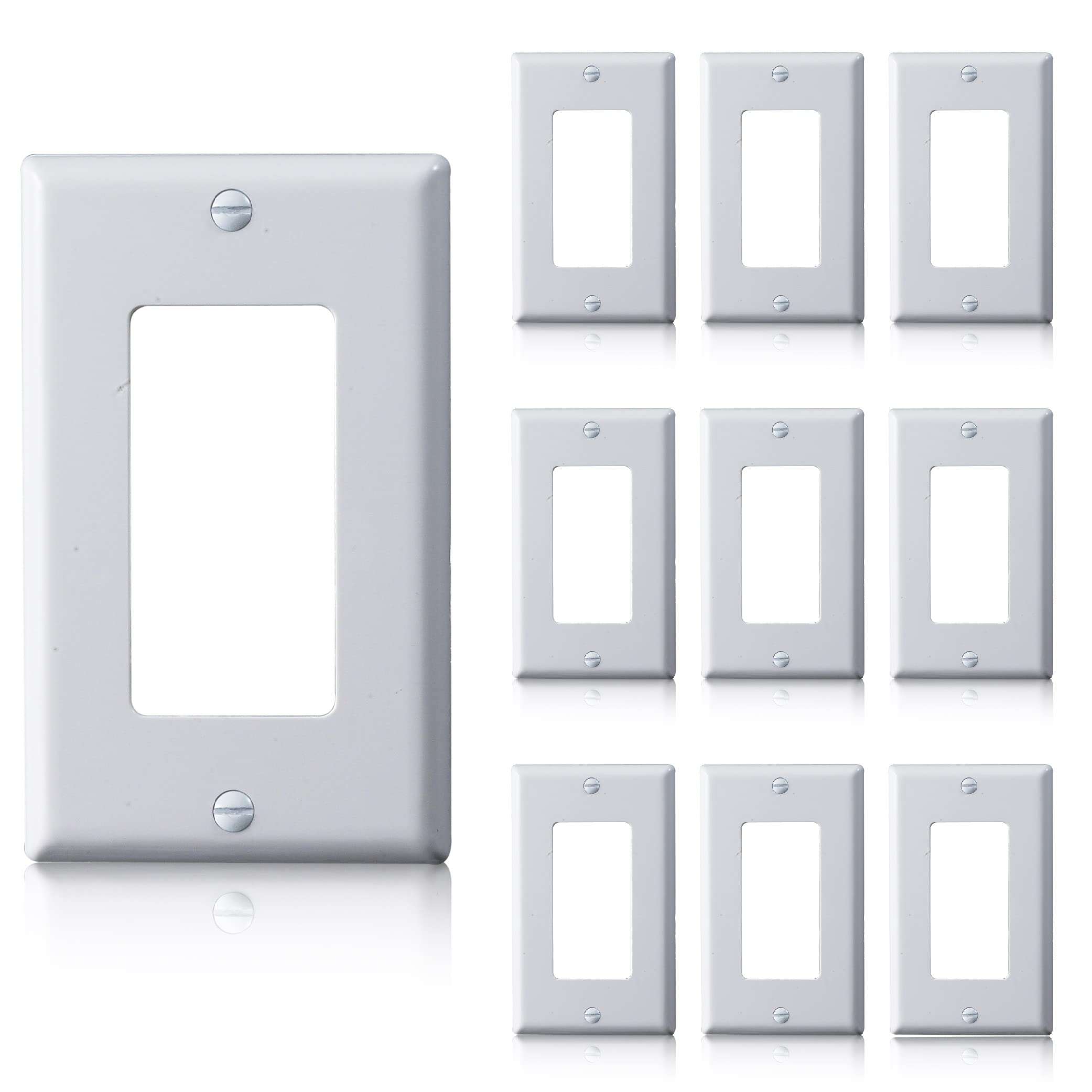Faith White 1-Gang Decorator Wall Plate (10-pack) | Light Switch Cover Plate or Outlet Cover Wall Plate | 1-Gang Wall Plate for Decora Duplex, Rocker Switch or GFCI Outlet | Unbreakable Thermoplastic