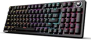 EvoFox Katana X2 FS Mechanical Gaming Keyboard | 3‑Pin Replaceable Clicky Blue Switches, Dynamic Backlighting, All Keys Anti‑Ghosting, Volume Knob, Copilot, Xbox Gamebar, Screenshot & More (Black) 1