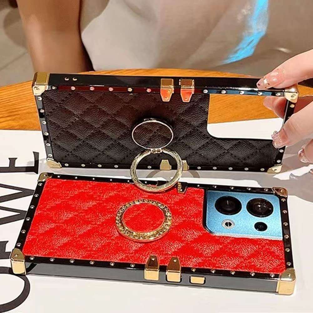 KAPADSON for Samsung Galaxy A71 5G Case Luxury Grid Skin Design TPU+ PU Leather Gold Square Protection Corner Back Case with Strap - black 4