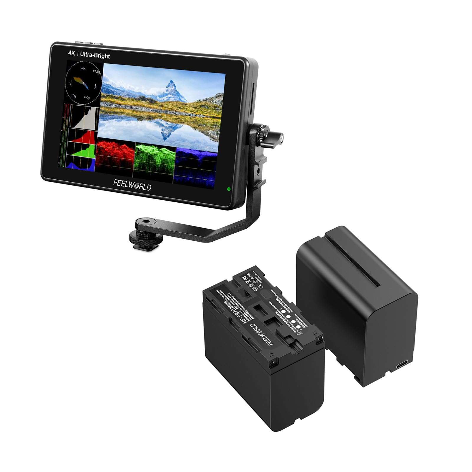 FEELWORLD LUT7 Camera Monitor with 2xF970 6600mAh Battery 1