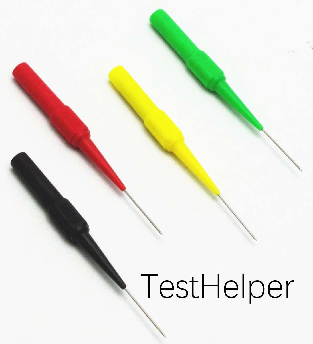 TestHelper TP161-5 Insulation Piercing Needle Non-destructive Test Probes Red/Black/Yellow/Green/Blue Mini Back Probe/Wire Piercer 4mm Banana Socket 30V 4