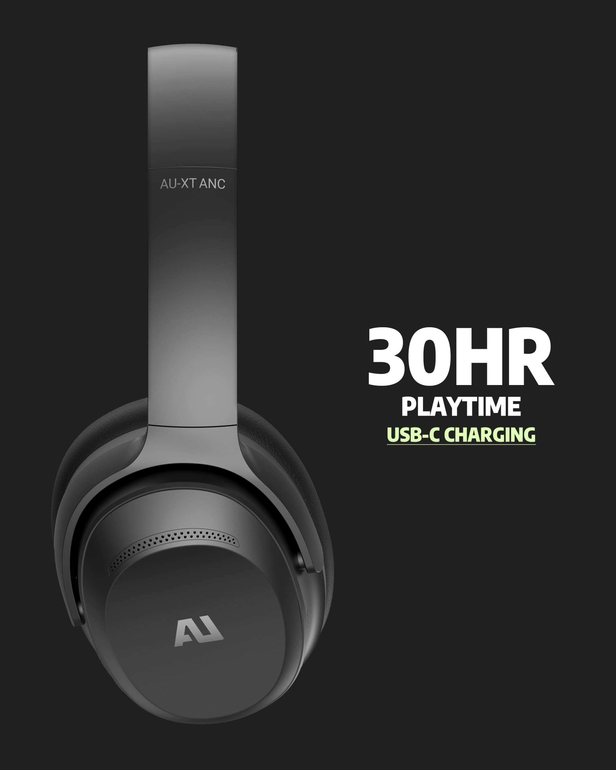ausounds Wireless Bluetooth Headphones with Hybrid Active Noise Cancelling, Over-Ear Headset, aptX HD Supported, Bi-Fold, Protein Earmuffs, Deep Bass, Build-in Mics, 30 Hours Playtime (AU-XT, Black) 6