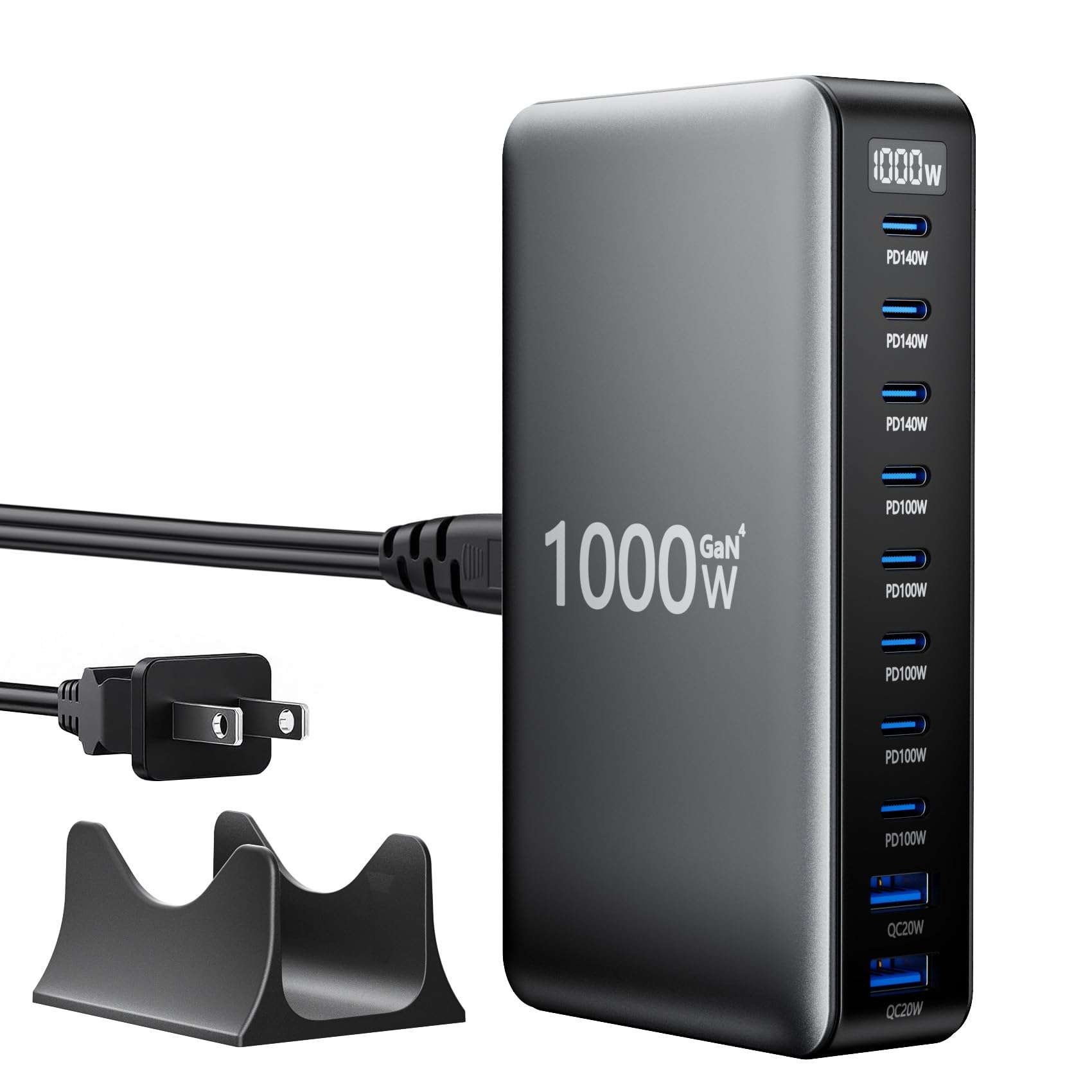 Type C Charging Station 1000W, 10 Port Cell Phone Charging Stations, Charging Hub Multiple Devices Laptop MacBook Charger Compatible with iPhone 17/16/15/14/13/Samsung S25/S24 MacBook Pro/Air/iPad Pro 1