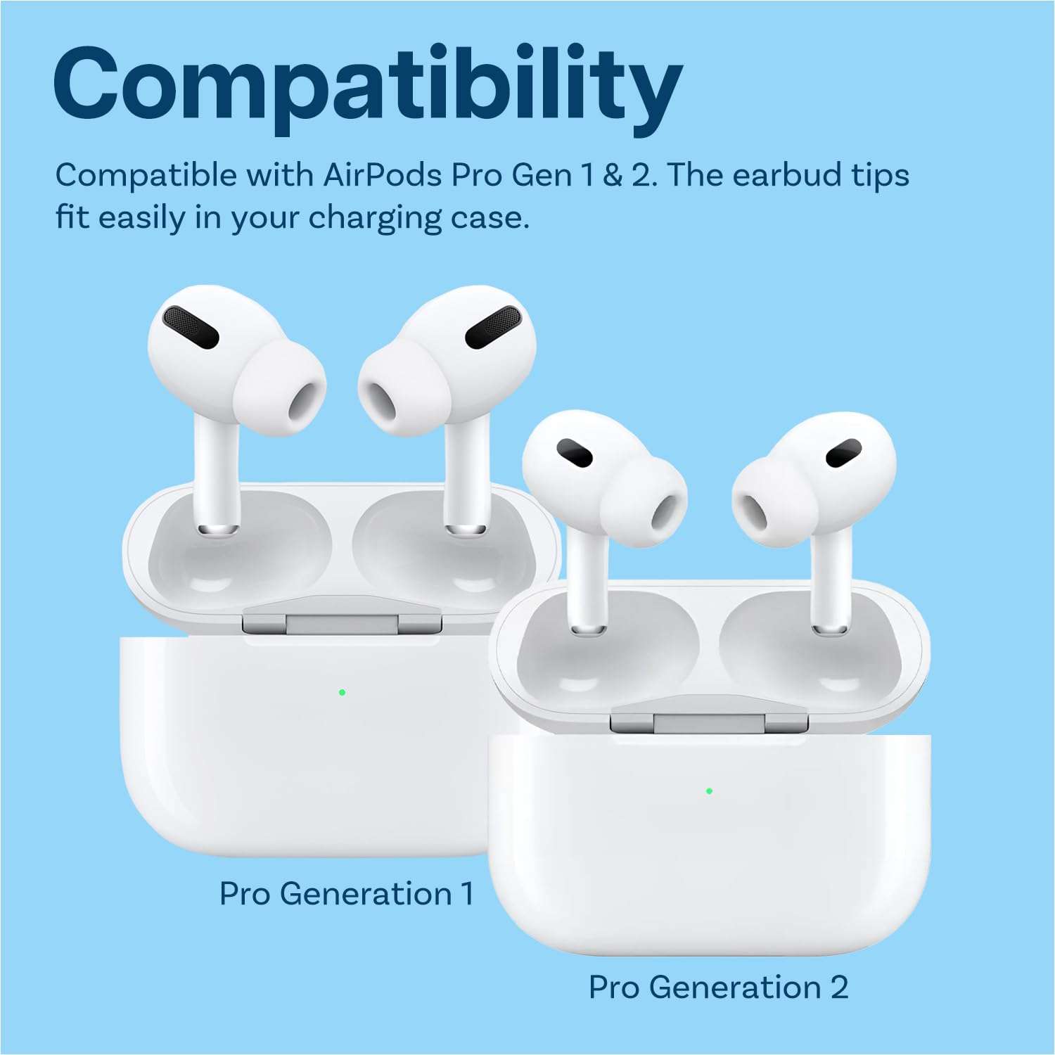 MMOBIEL 3 Pairs Replacement Earbud Tips for AirPods Pro Gen 1 & 2 Anti-Slip Silicone Ear Tips – Earbuds with Noise Reduction Hole, Portable Storage Box and Fits in Charging Case – M – White 4