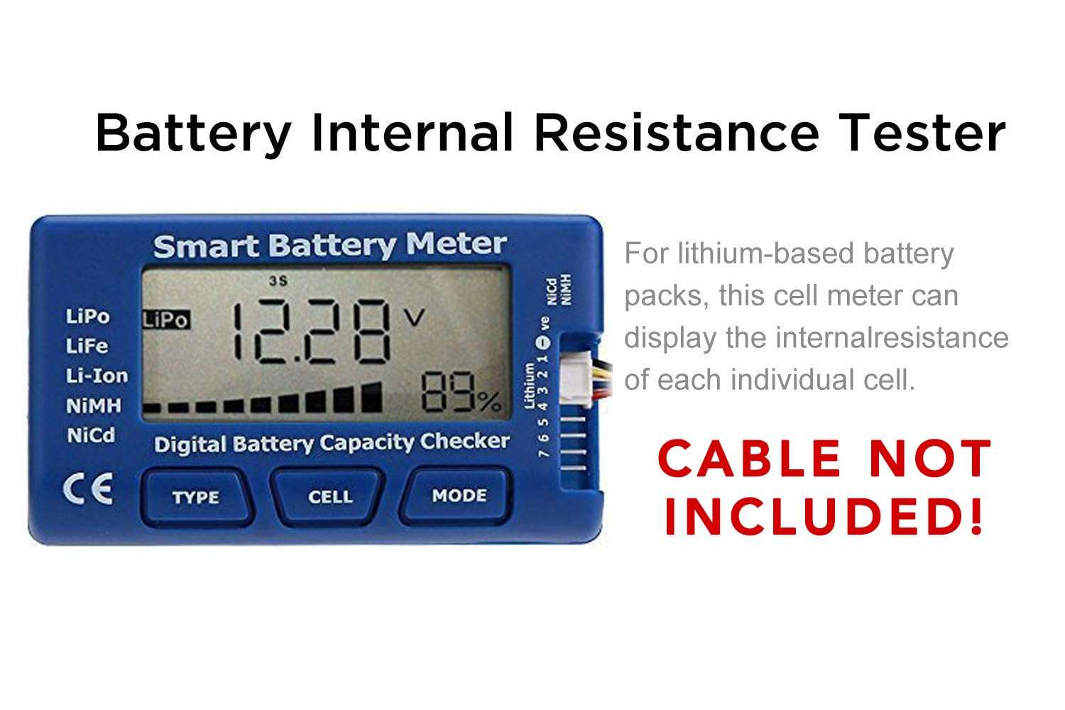 TOMTOP Smart Digital Battery Capacity Checker for LiPo LiFe Li-ion NiMH NiCd Battery 6