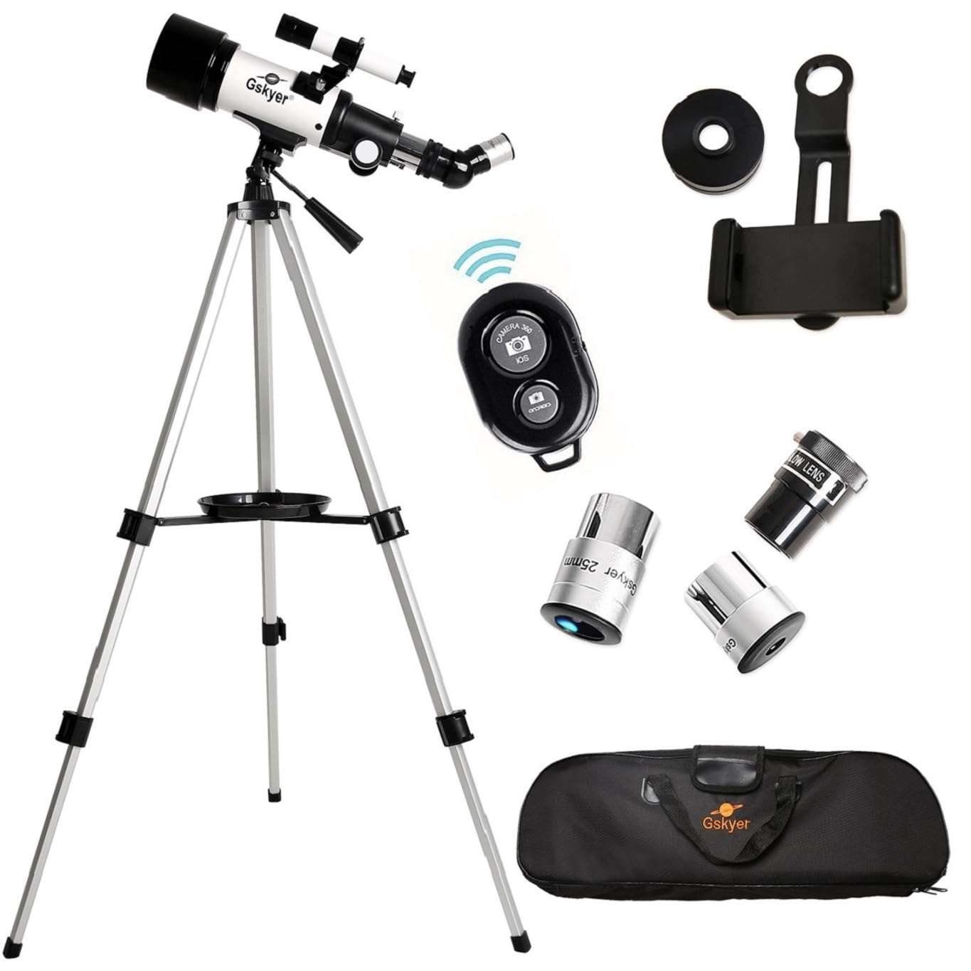 Gskyer Telescope, 70mm Aperture 400mm AZ Mount Astronomical Refracting Telescope for Kids Beginners - Travel Telescope with Carry Bag, Phone Adapter and Wireless Remote. 2