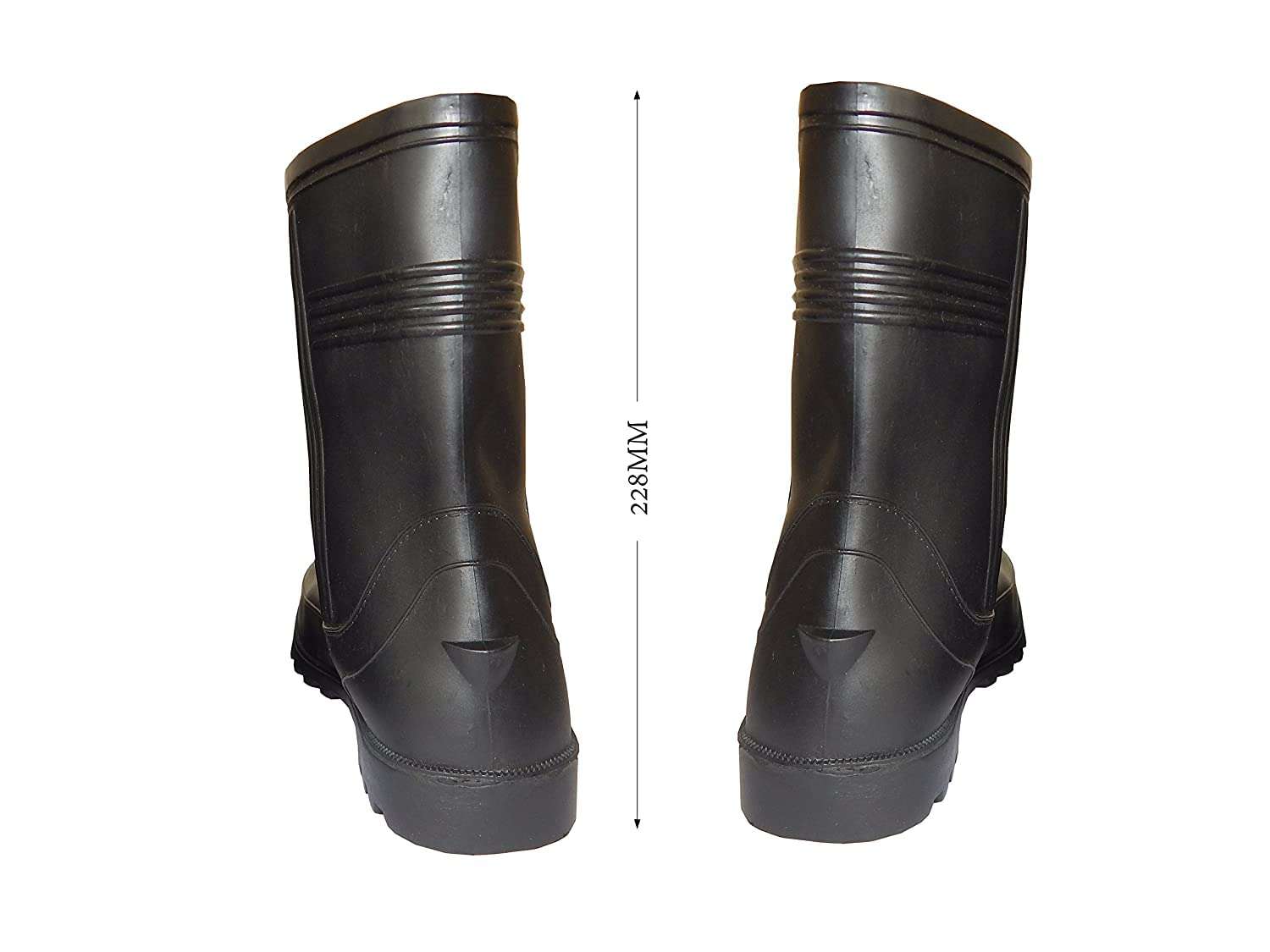 HILLSON Hitter Black Industrial Safety Gumboots Mens Black Long Pvc Boots For High Ankle Safety 9 Inch Size-8 6