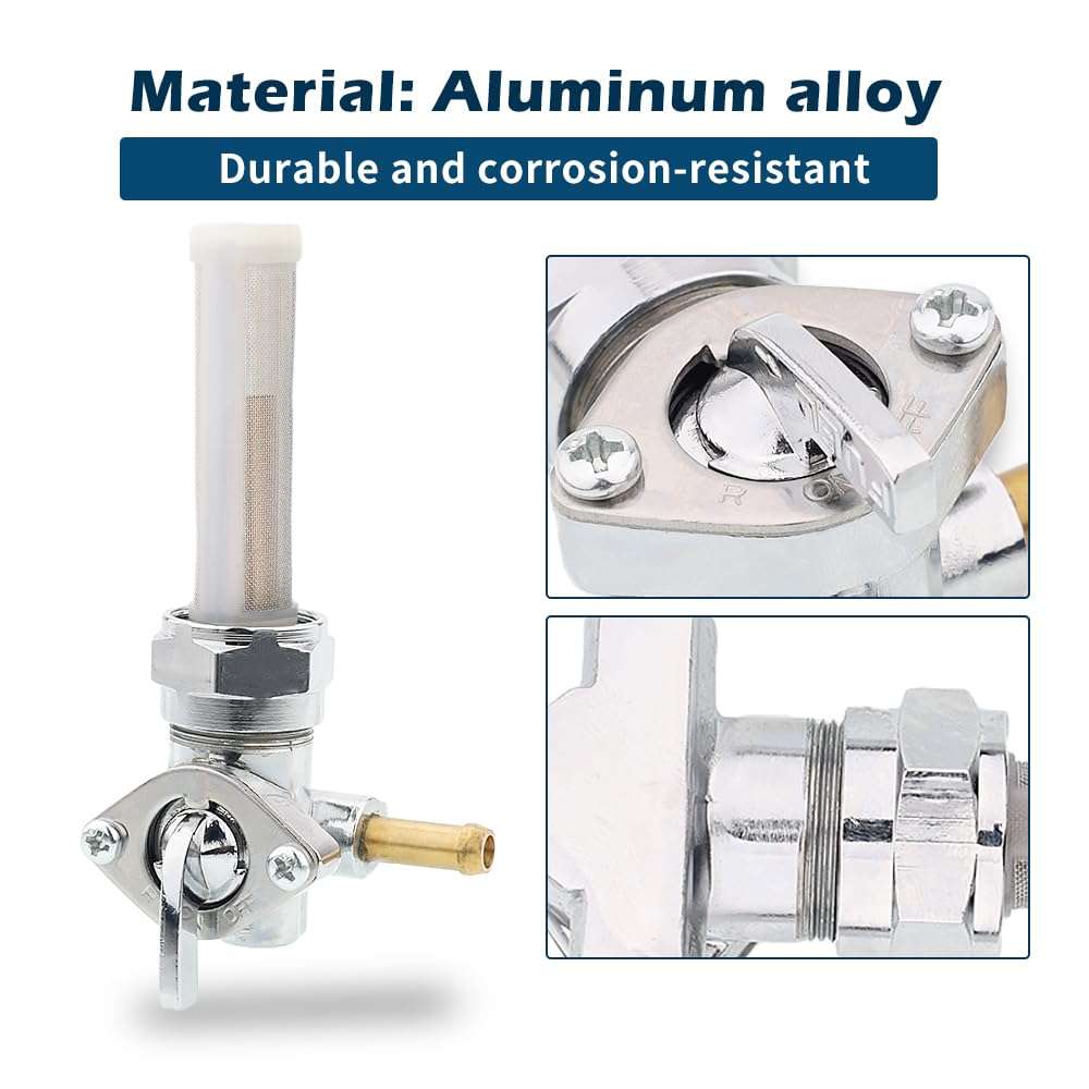 TSUNG 22mm Petcock Fuel Valve Shut Off Tank Switch Compatible with Harley Davidson Sportster Big Twin Dyna Electra Glide Heritage Softail Springer Low Rider Tour Glide (Right Outlet) 5