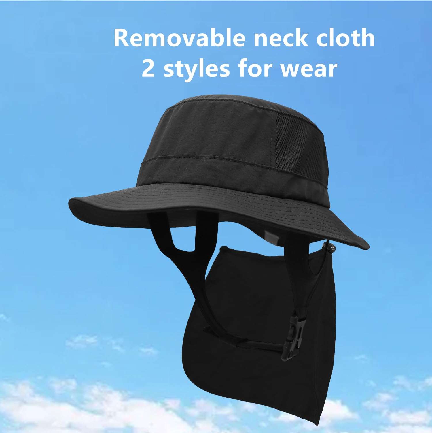 Surf Bucket Hat Quick-Dry Sun Hat with Adjustable Chin Strap for Water Sports Neck Wrap/UV Protection (US, Numeric, 7, 7 1/2, Light Green) 6