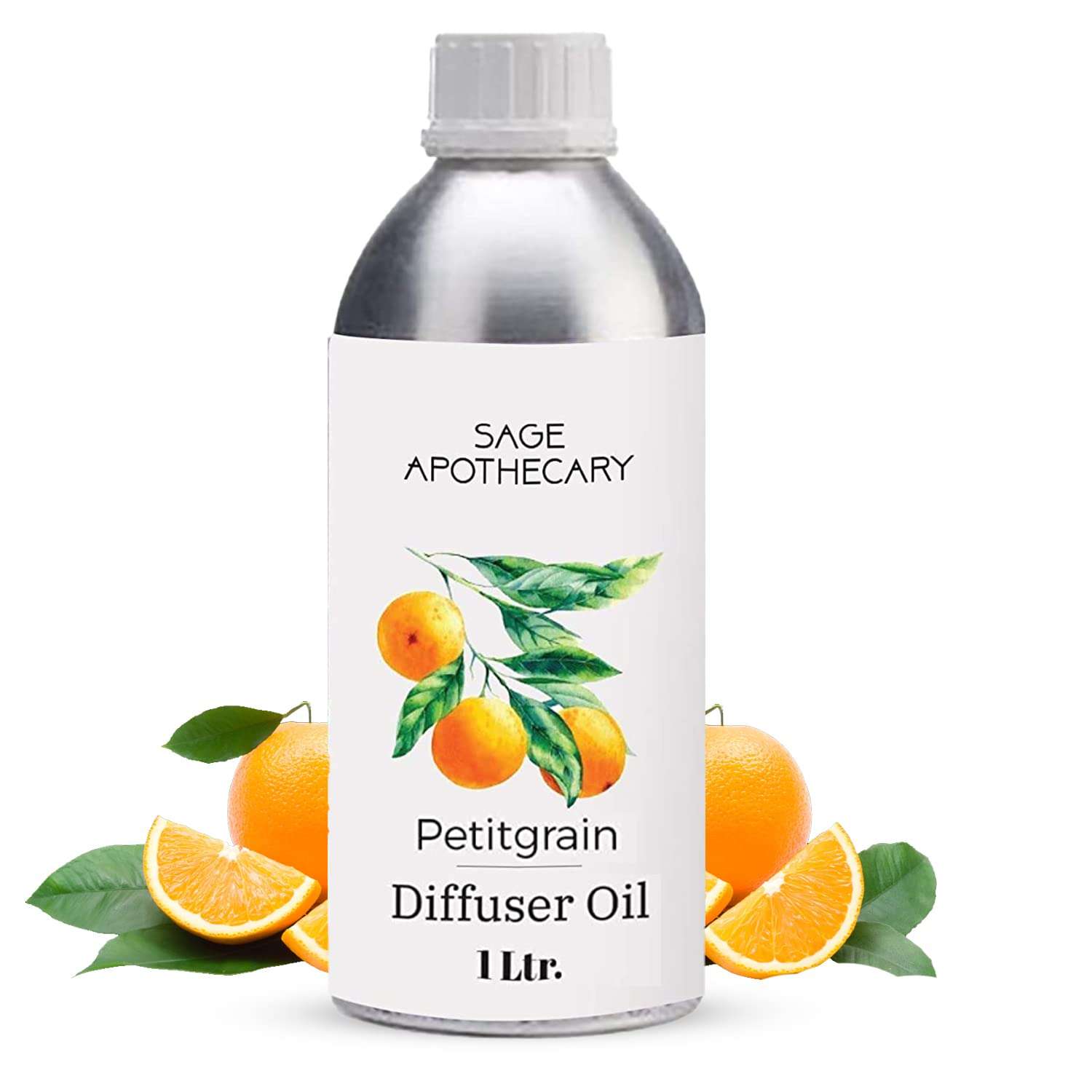 Sage Apothecary Petitgrain Diffuser Oil For Relax Calm Mood, Natural Homely Fragrance, Anxiety Free Sleep & Pure Aromatherapy - 1L 1