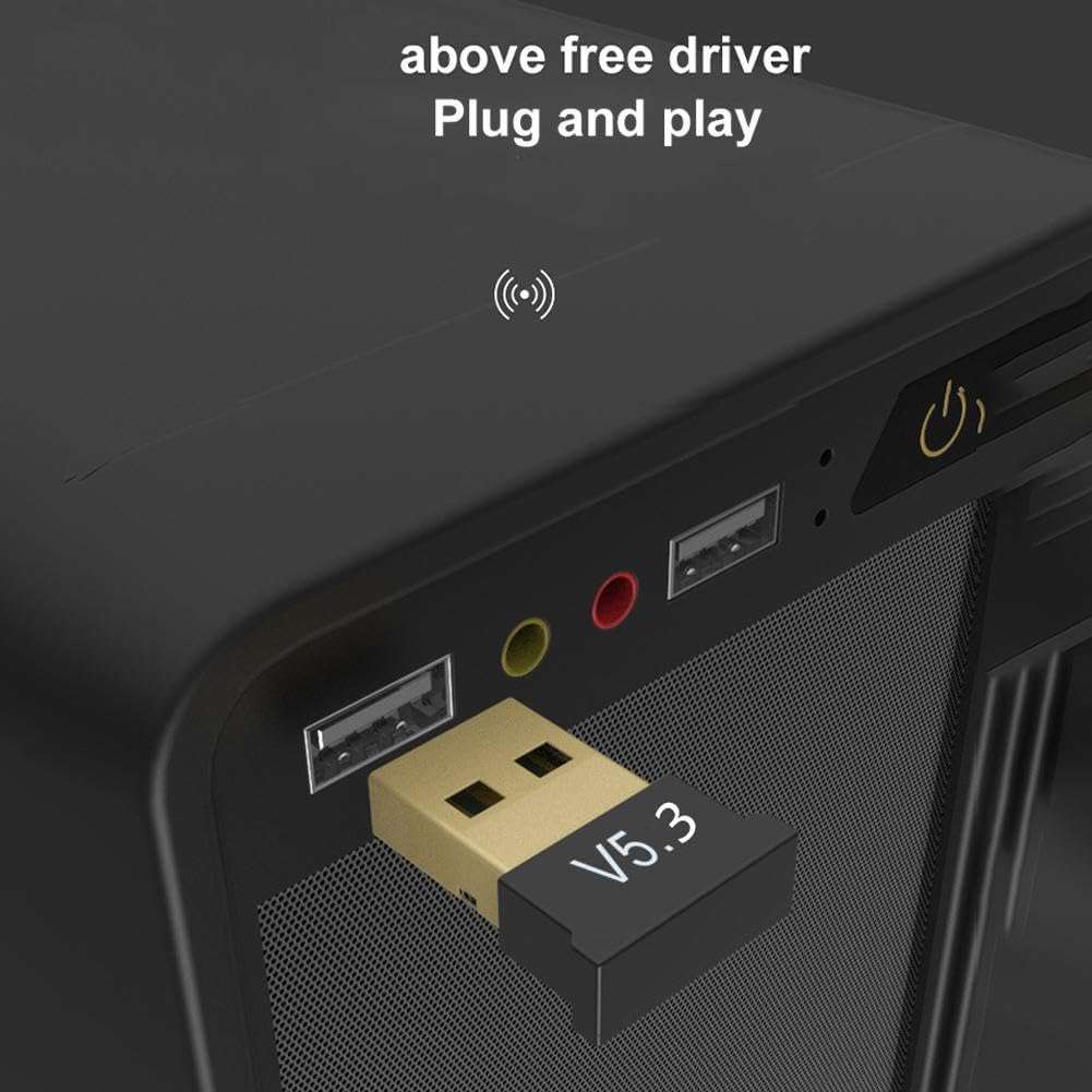 Bluetooth 5.3 USB Adapter for PC and Laptop,Mini Plug & Play Dongle Receiver/Transmitter,Bluetooth Wireless Bluetooth Receiver for Desktop,Laptop,Speaker,Mouse,Keyboard,Headphones Support Windows 4
