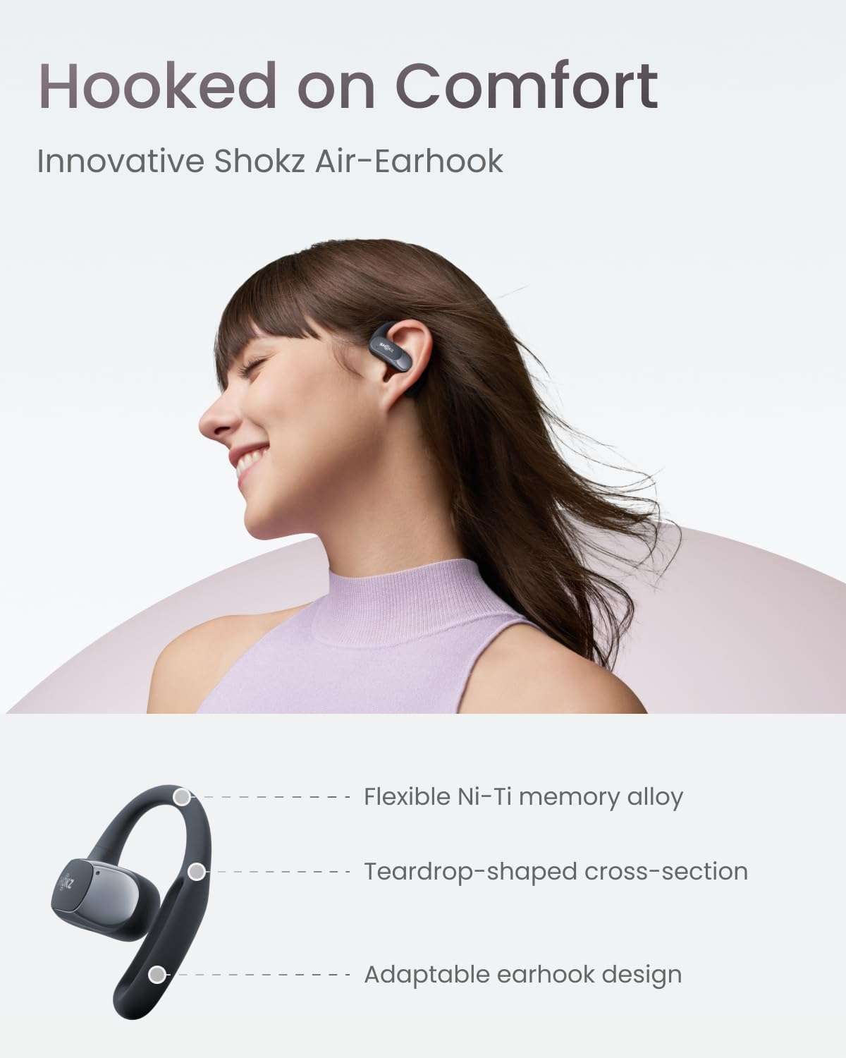 SHOKZ OpenFit Air - Open-Ear Headphones, True Wireless Earbuds, Water Resistant, Secure Earhooks for Daily Use, Black 3