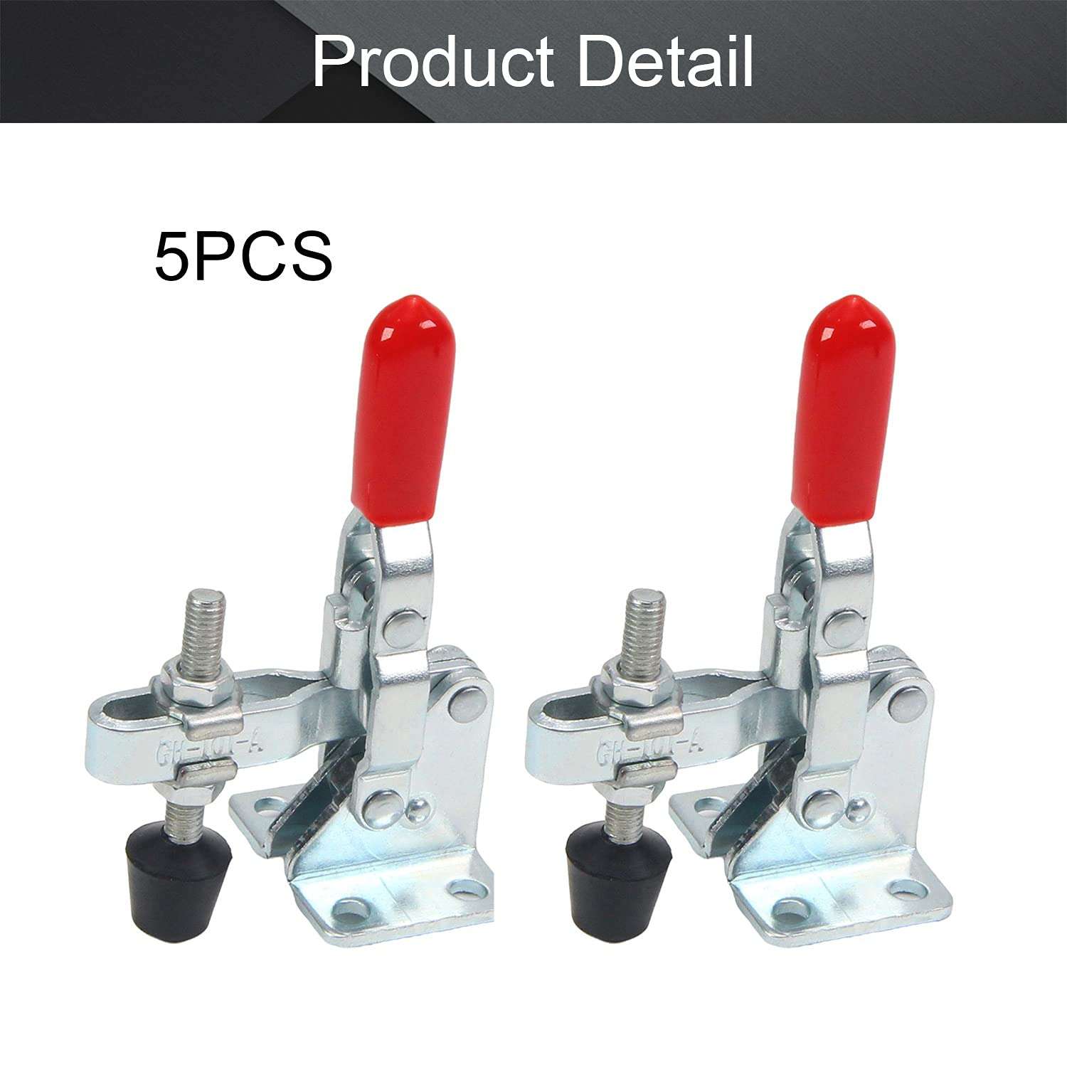 Utoolmart Hand Tool Vertical Toggle Clamp GH-101-A Quick Release Clamp 50kg Holding Capacity Adjustable Toggle Clamp 5 Pcs 4