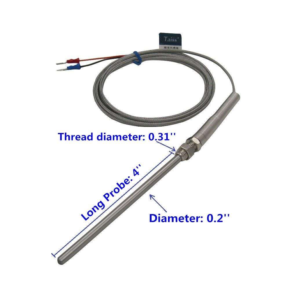 LKAIBIN K Type Thermistor Temperature Sensor Probe Temperature Controller,100mm/4 Long Probe Thermocouple 2
