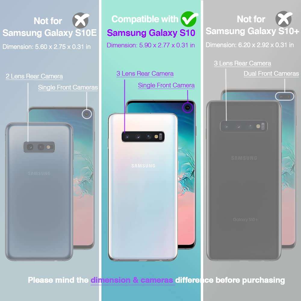 KIOMY Clear Case for Samsung Galaxy S10+ / S10 Plus, Airbag Corners Shockproof Bumper Protective Phone Cover, Hybrid Design Hard PC Back with Flexible TPU Frame Lace Flower Floral Design 2
