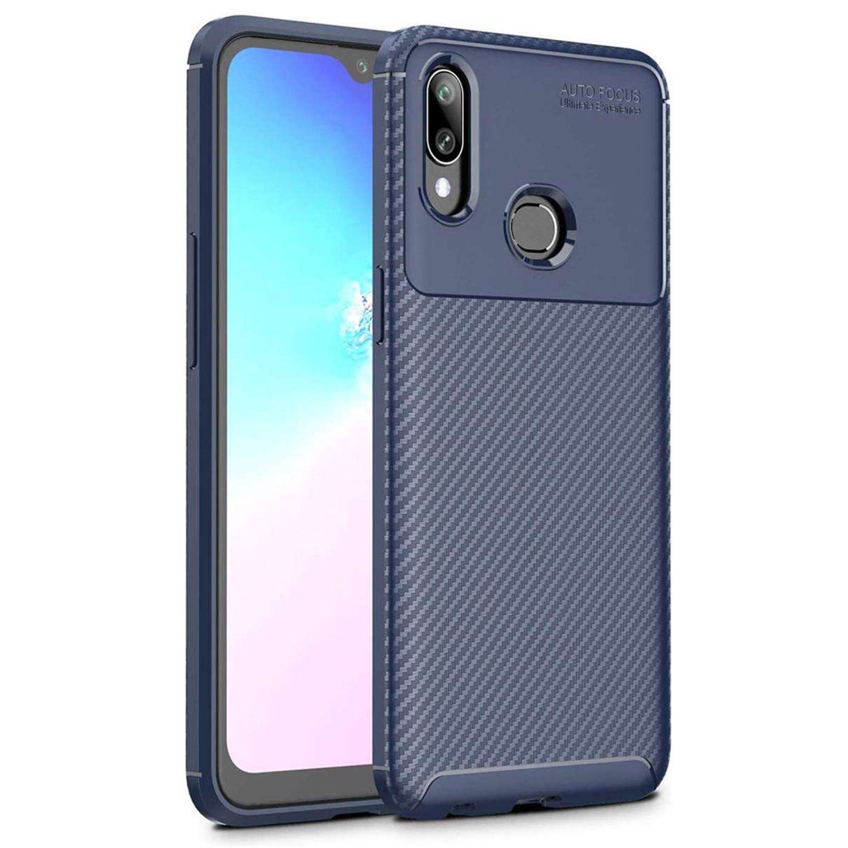 Designed for Samsung Galaxy A30 / A20 Case Carbon Fiber Business Style Ultra Thin Lightweight Cover (Blue) 1