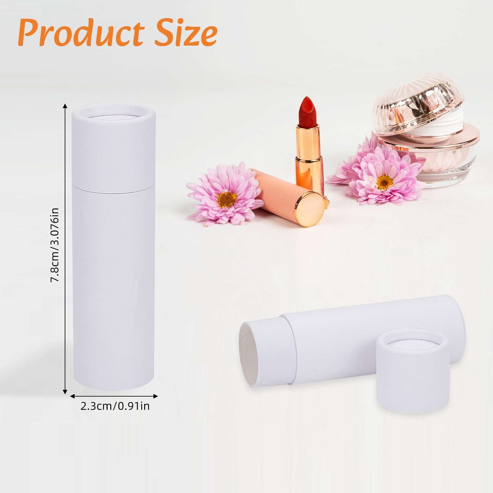 NICENEEDED 10 Pcs Paperboard Lip Balm Tubes, 0.6 Oz Kraft Paper Lipstick Tube, Cardboard Empty Deodorant Container Solid Perfume Tube Cosmetic Box for DIY Chapstick Deodorant Crayon 3