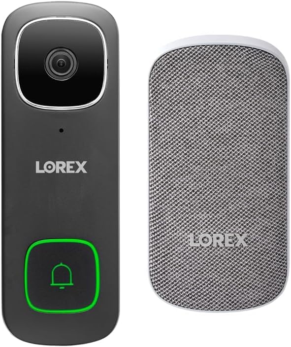 Lorex 2K Wired Video Doorbell (Black) with Wi-Fi Chime Kit Bundle