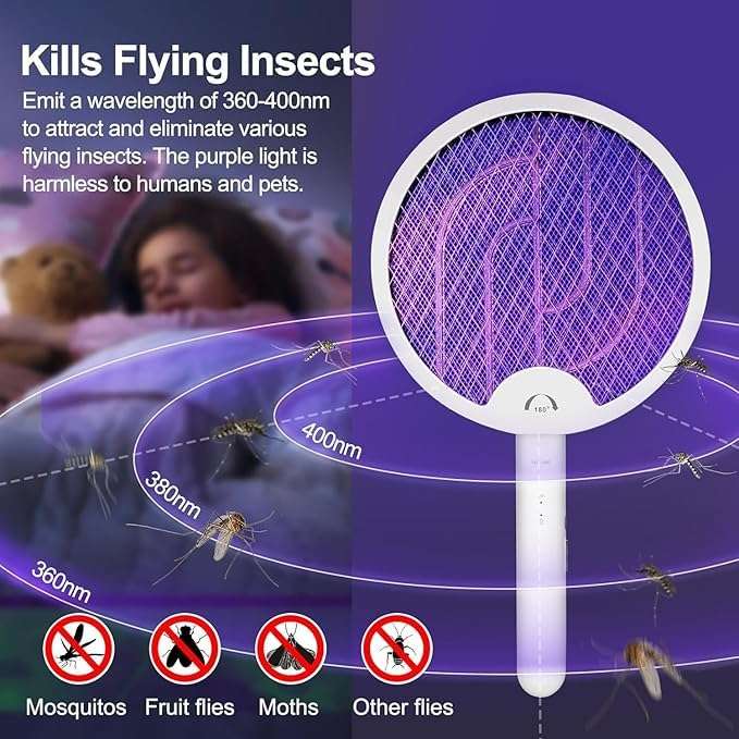 AMEEHA Multifunctional Lithium Battery Electric Mosquito swatter Rechargeable Handheld Electric Fly Swatter Mosquito Killer Racket 5