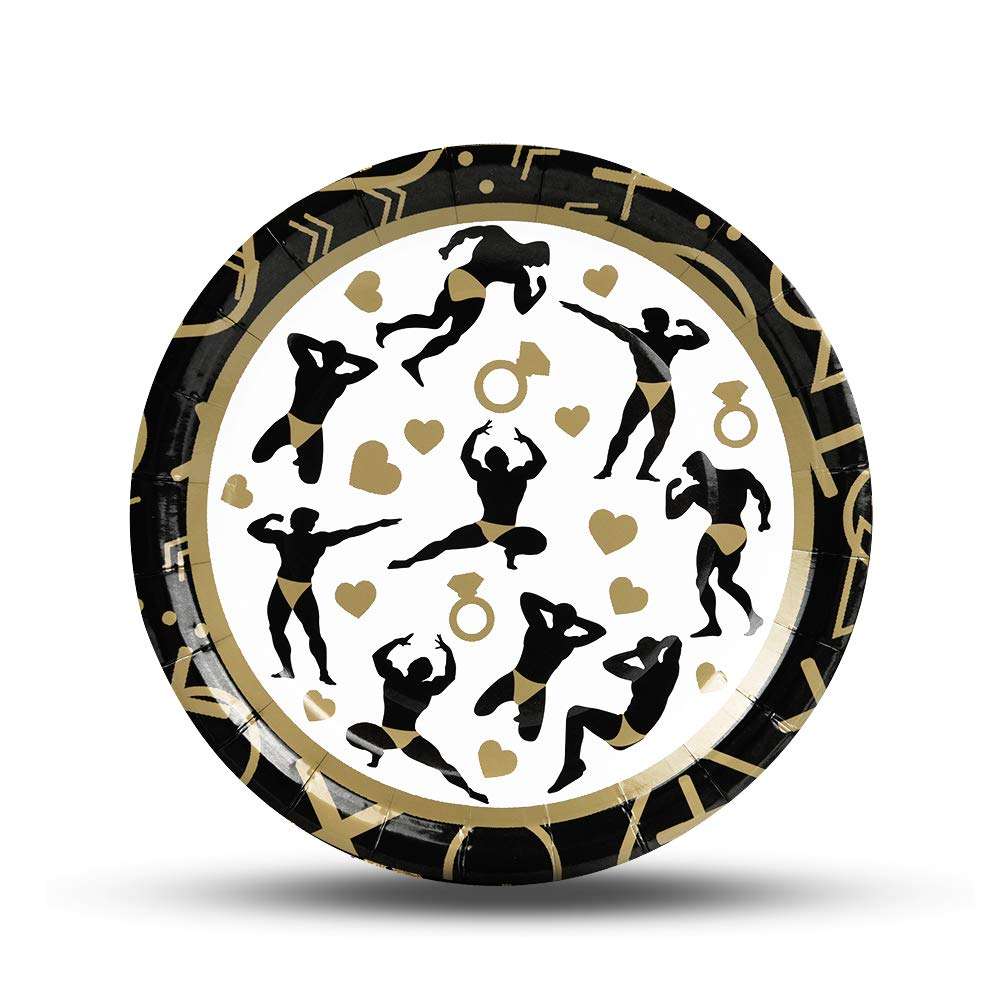 WERNNSAI Bachelorette Party Plates - Male Dancer Strippers Bachelorette Party Supplies Disposable Paper Tableware 50pcs 9" Coffee and Black Dinner Plates for Bride Girls Night Hen Party 1
