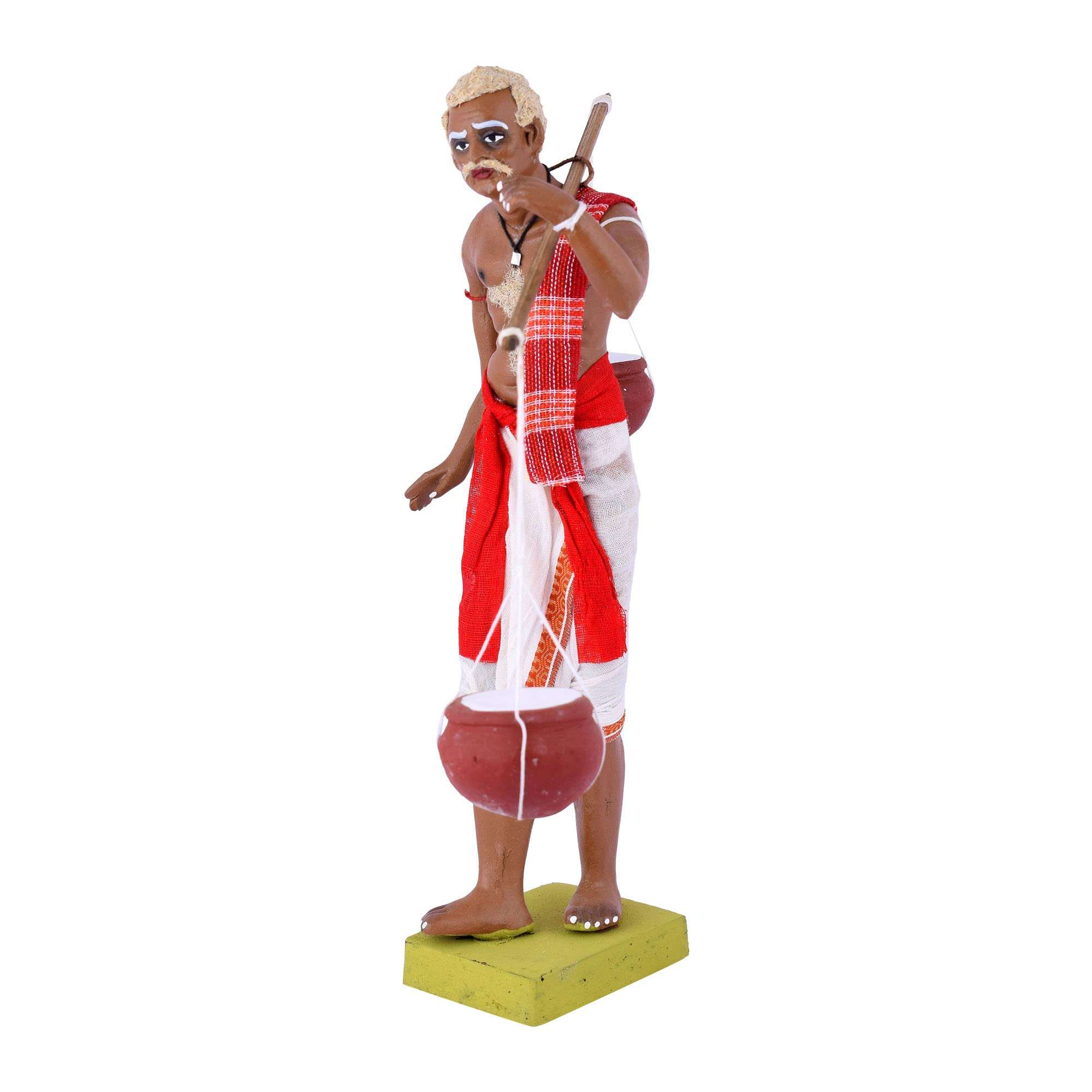 Mere Desh ki Mitti Handmade Clay Old Man Figure Selling Curd Village to Village Figure 11 Inch Gift & Home Décor, Table décor, Traditional Handicraft. 3