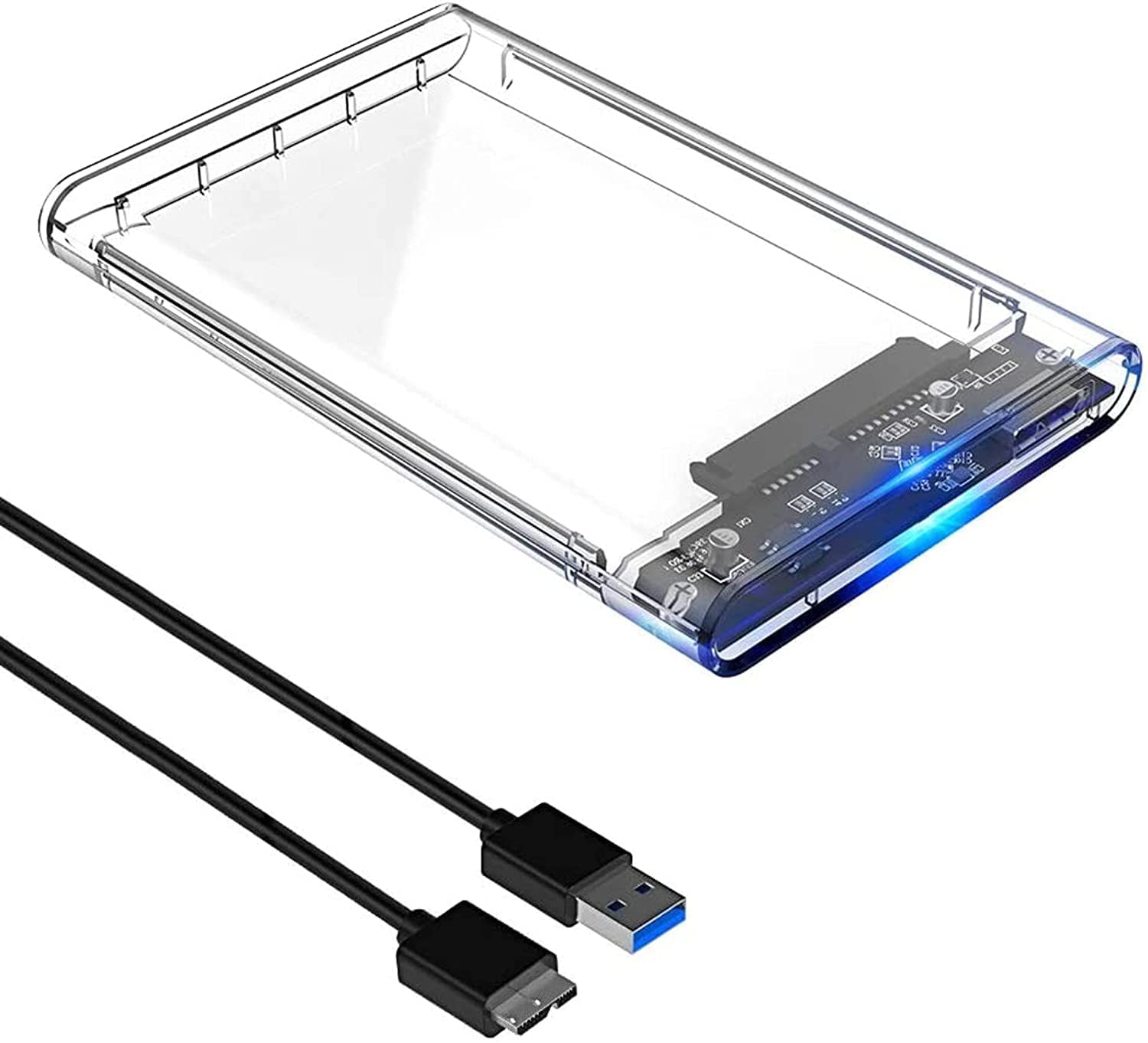 Technotech 2.5 Inch SATA to USB 3.0 External Hard Drive Enclosure HDD / SSD (Transparent)
