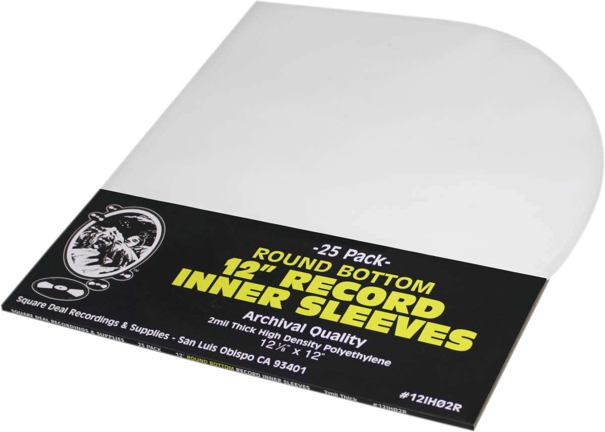 (25) 12" Round Bottom Record Inner Sleeves - 2 Mil Thick - Archival Quality, Anti-Static HDPE #12IH02R 1