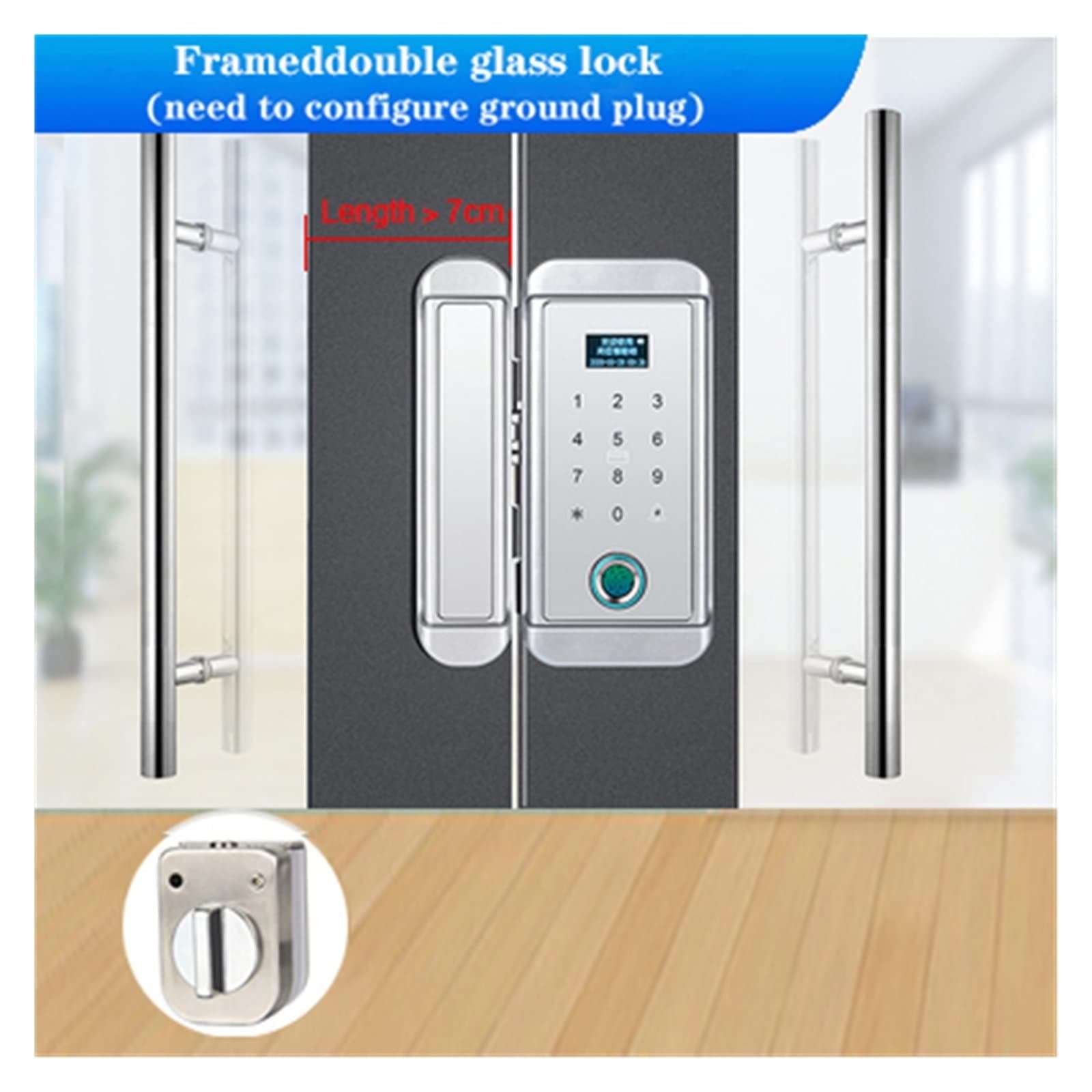 Smart Lock Intelligent Fingerprint Door Lock Outdoor Sliding Door Biometric Glass Door Lock Keyless Electronic with Keypad (Color : A1) (B) 3