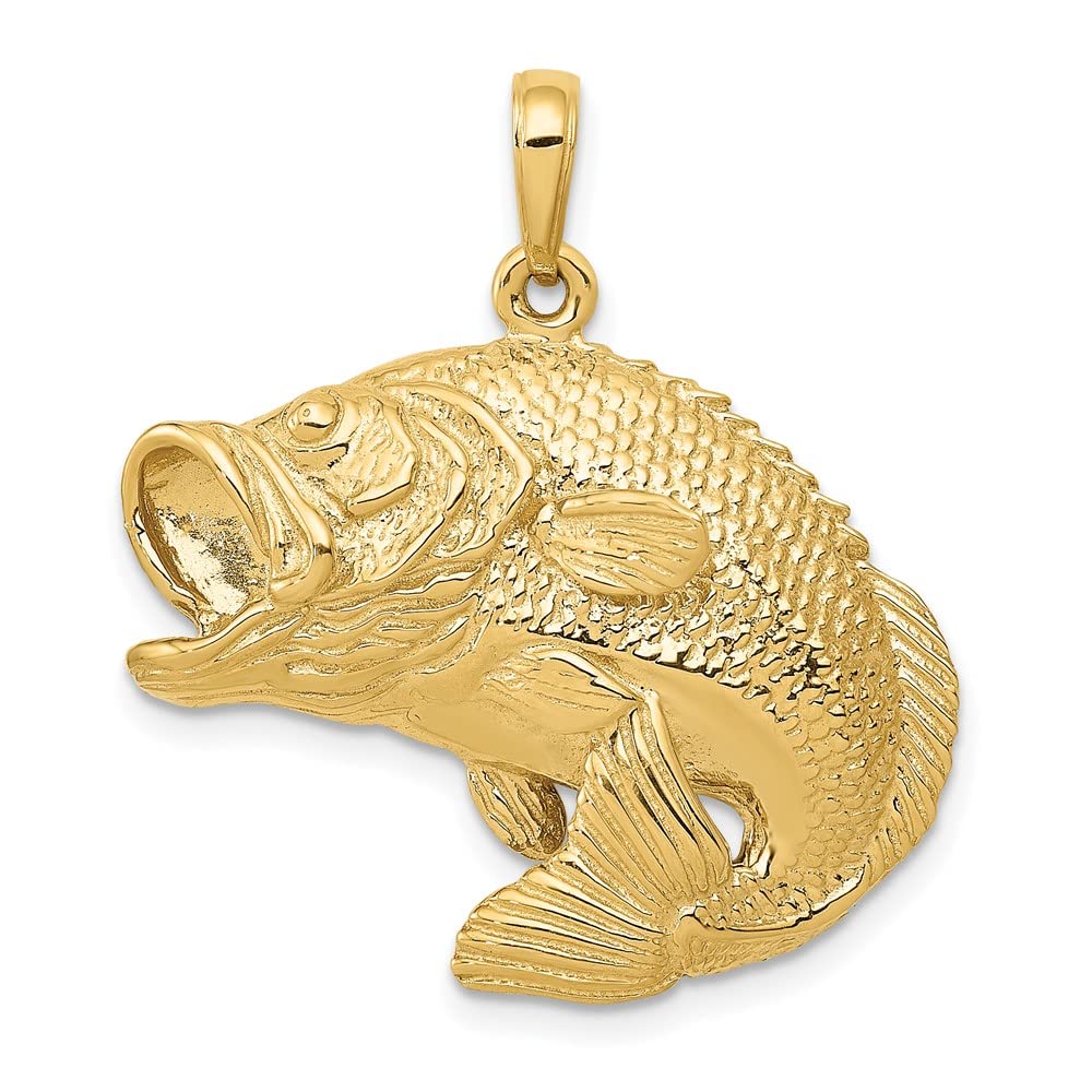 FJC Finejewelers 10 kt Yellow Gold Bass Fish Jumping Charm 30 x 27 mm
