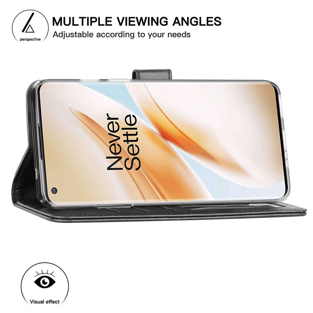 Redluckstar OnePlus 8 Pro Case, PU Leather Wallet Flip Cover [3 Card Slots 1 Money Pocket] [Magnetic Closure] [Stand] Shockproof Bumper Folio Phone Case for OnePlus 8 Pro 2020 (Black) 5