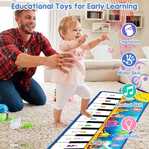 Foayex Valentines Day Gifts for Toddlers Boys & Girls Toys,Foldable Musical Toys, Learning Floor Mat with 8 Instrument Sounds-Touch Play for Early Education, Birthday Gifts for Baby Boys Girls 2