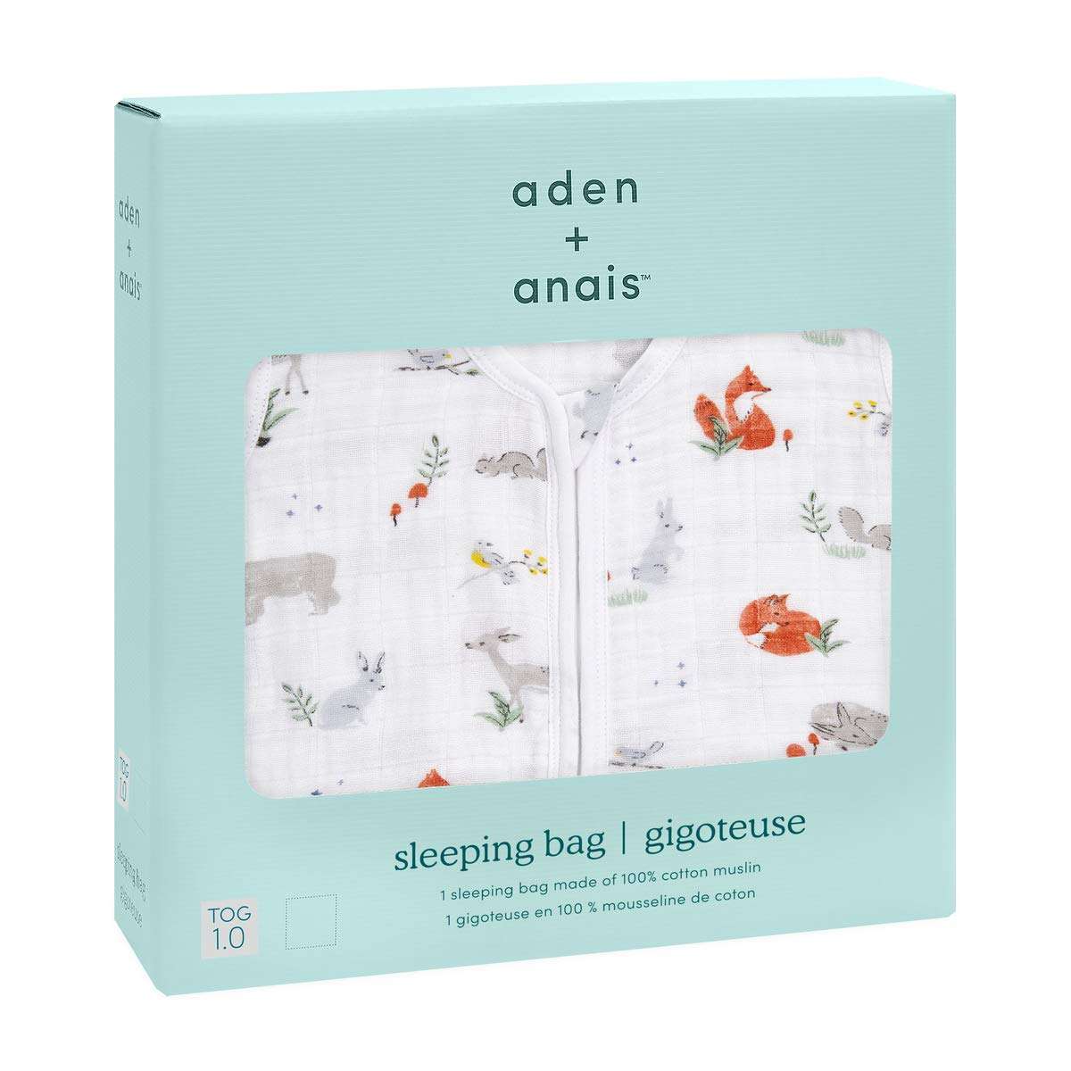 aden + anais Baby Sleeping Bag, 100% Cotton Muslin, Wearable Swaddle Blanket for Girls & Boys, Newborn Sleep Sack, Breathable & Lightweight, TOG Rating 1.0, Naturally Eco Forest, Small, 0-6 Months 3