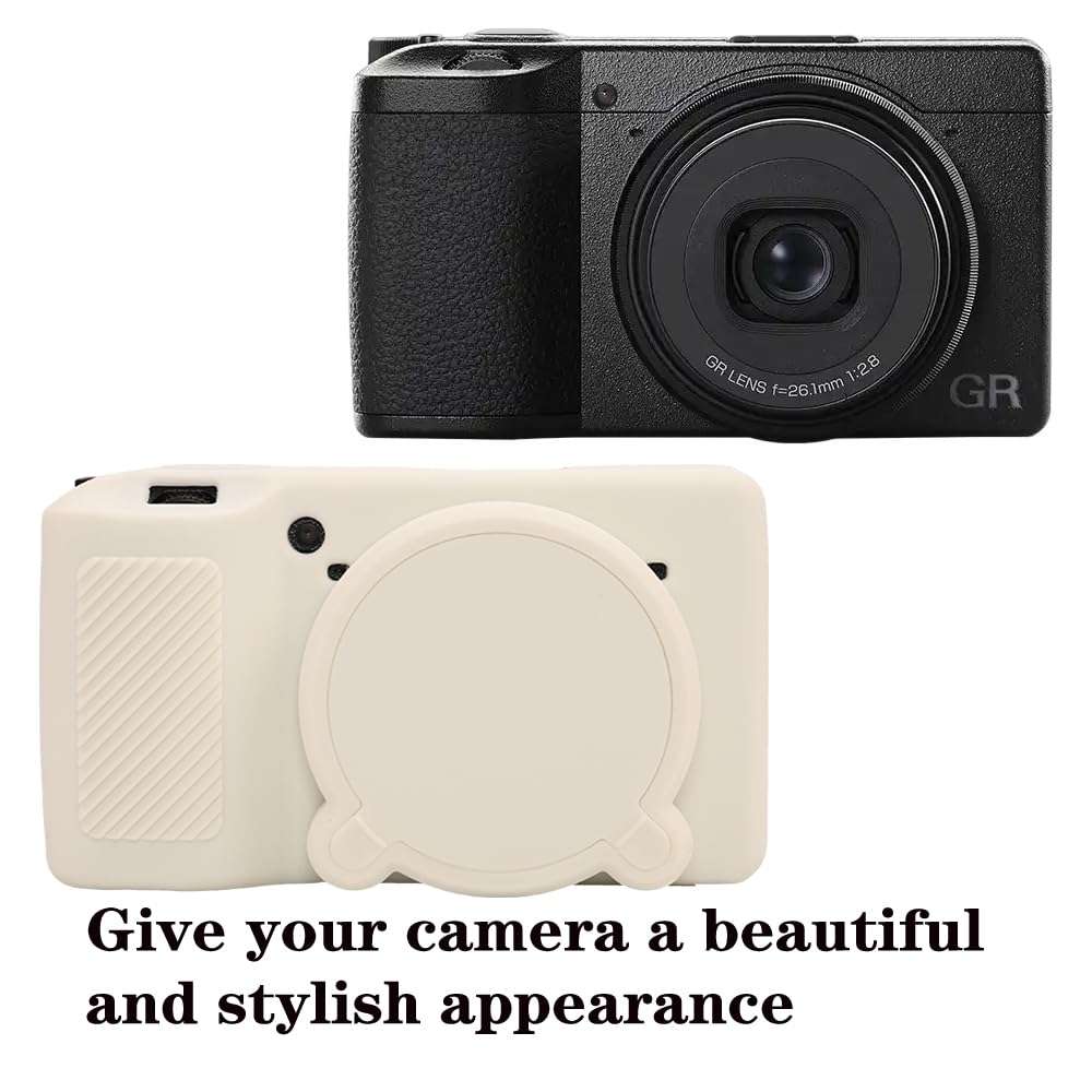 AEXUTDA Protective Case for Ricoh GRIII GRIIIx Camera, Soft Silicone GRIII GRIIIx Camera Case Cover with Detachable Lens Cover Lightweight Skin Friendly，Misty White 3