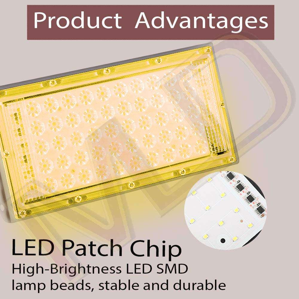 MLD 60 watt Led Brick flood focus Light for 50LED base IP65 outdoor indoor Waterproof with Yellow Lamp - 60W 220V AC Pack of 10 5