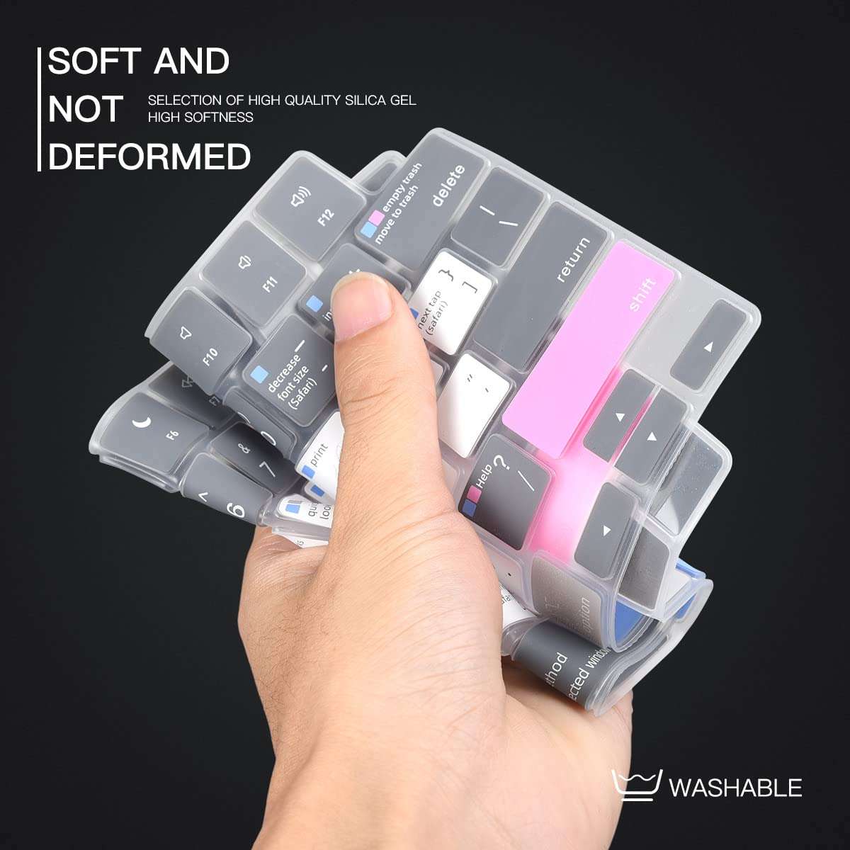 macOS Shortcut Keyboard Cover for MacBook Pro 14 16 inch M4 M3 M2, MacBook Air 15.3 inch M4 M3 A3241 A3114 A3112 A3401 A3113 A3403 A3186, MacBook Pro 14 M4 inch Keyboard Skin Protector, White Blue 6