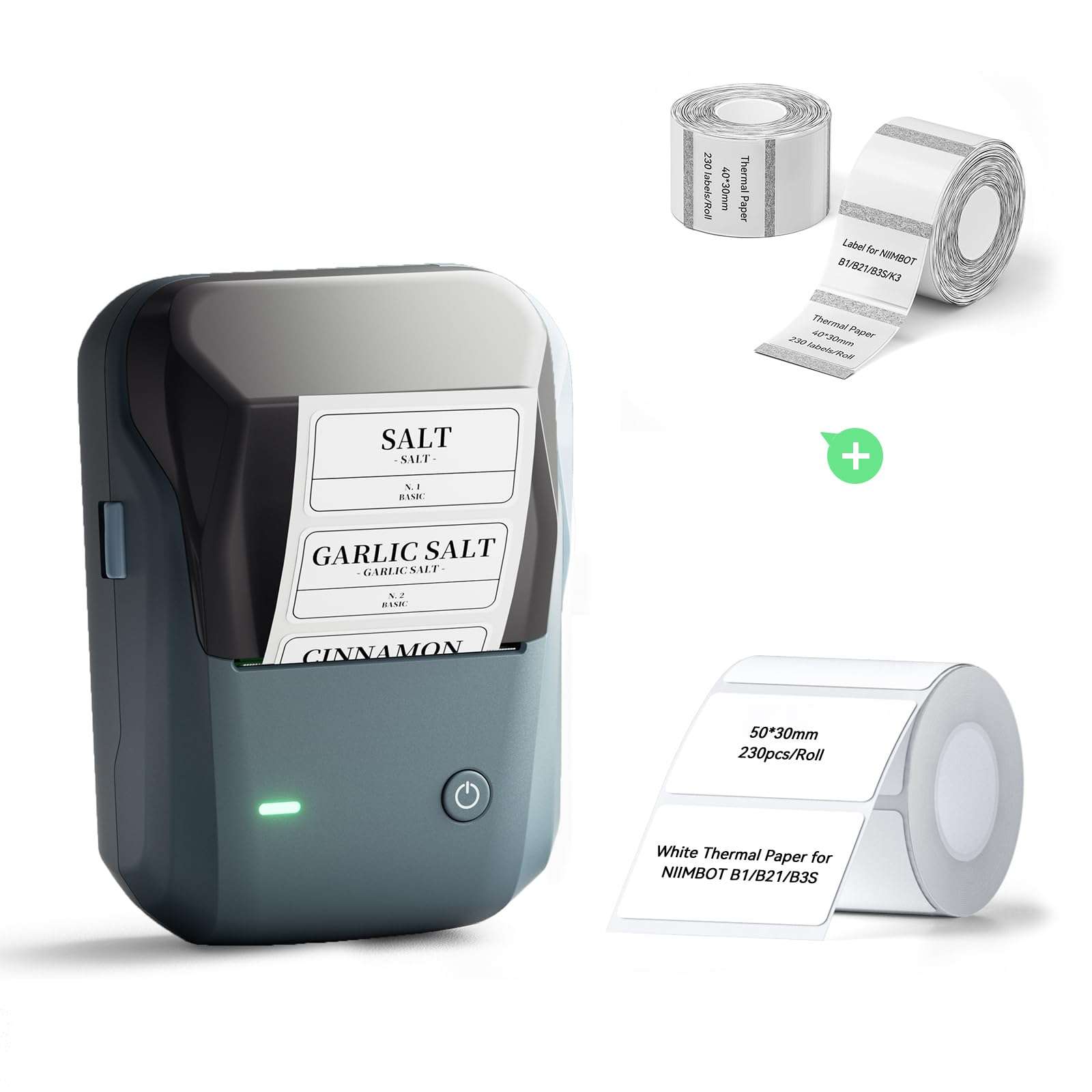 NIIMBOT B1 Label Maker,2 Inch Bluetooth Thermal Label Printer, Automatic Label Identification, Easy to Use for Home Office and Business, Label Maker Machine with Tape, Support Phones & PC 1