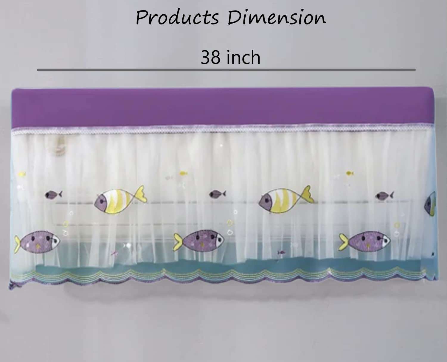 DARSHANAM WORLD Premium Work Indoor AC Dust Protection Cover Dust Proof Washable AC Cover for All Season Open Type Running Mode AC Cover 1.5 Ton (38 X 12 X 9 inch ) (PURPLE FISH) 5