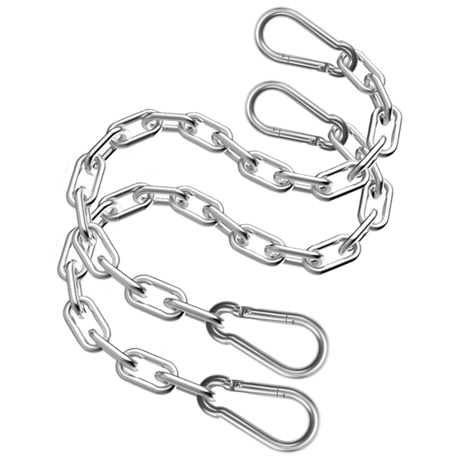 Favuit Heavy Duty Stainless Steel Chain, Hanging Safety Link Chain Fitness Chain Weight Lifting Chains with Carabiners for Home Gym Hammock Swing Hanging Chair Punching Bags (2 Pack) 1